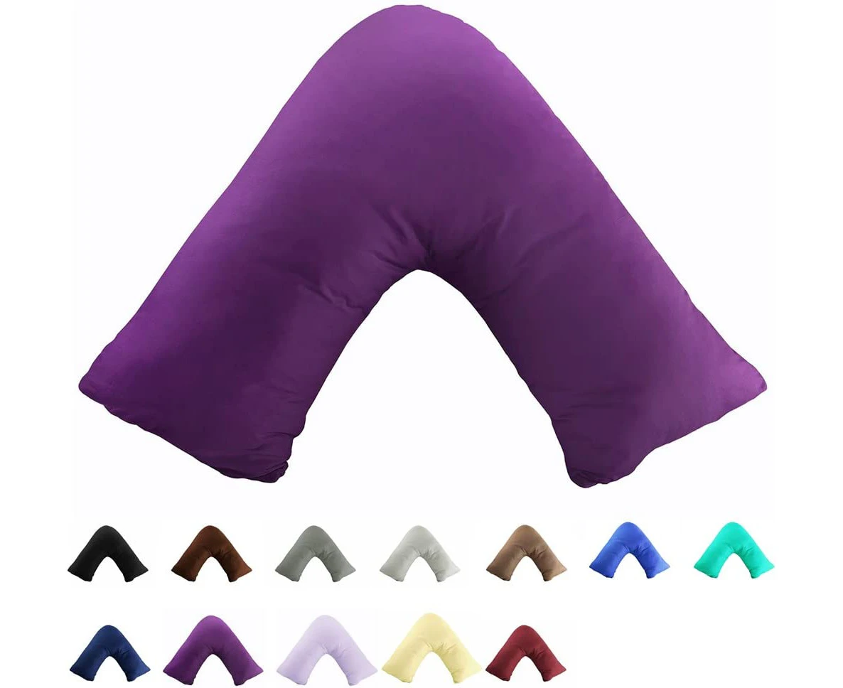 Gyulin 100% Cotton 300TC Soild Envelope Style V Shaped/Tri/Boomerang Standard Pillow Case Cushion Cover Only Cover No Insert (Purple)