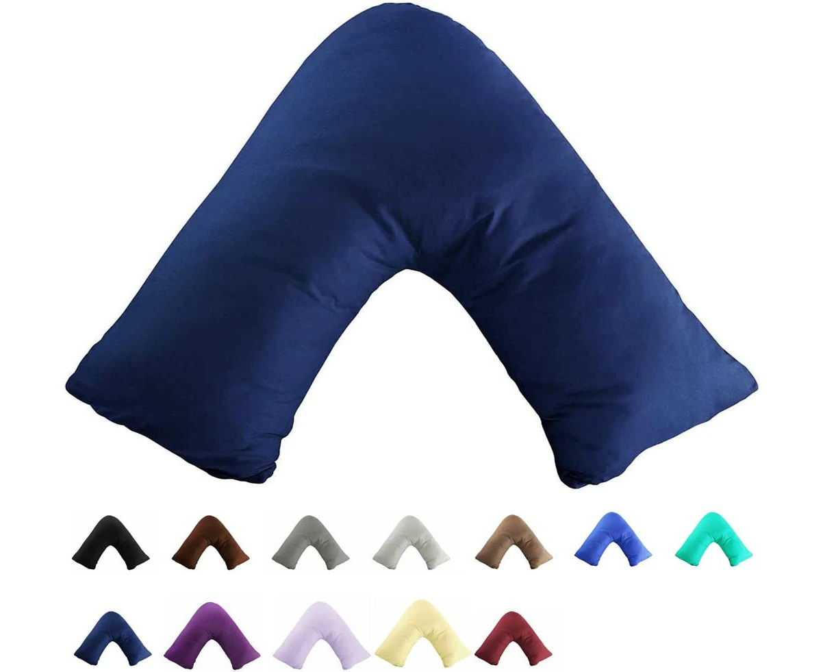 Gyulin 100% Cotton 300TC Soild Envelope Style V Shaped/Tri/Boomerang Standard Pillow Case Cushion Cover Only Cover No Insert (Navy Blue)