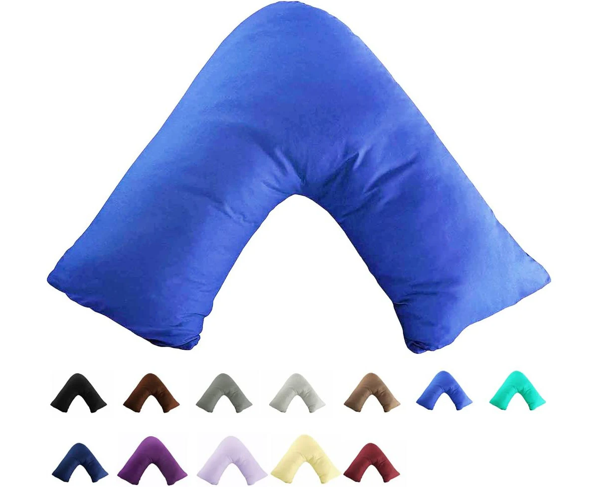 Gyulin 100% Cotton 300TC Soild Envelope Style V Shaped/Tri/Boomerang Standard Pillow Case Cushion Cover Only Cover No Insert (Royal Blue)