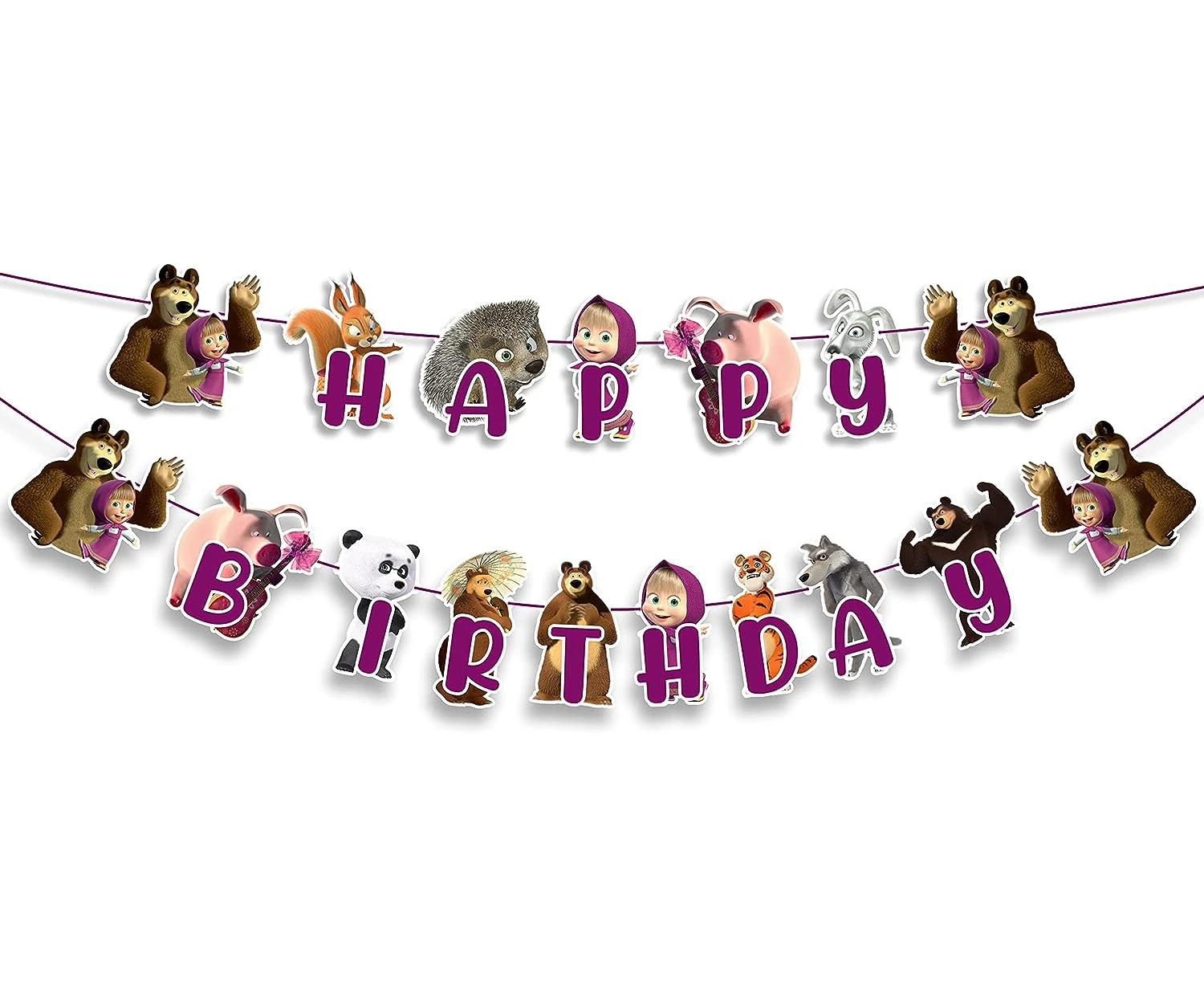 Masha and the bear Happy Birthday Banner