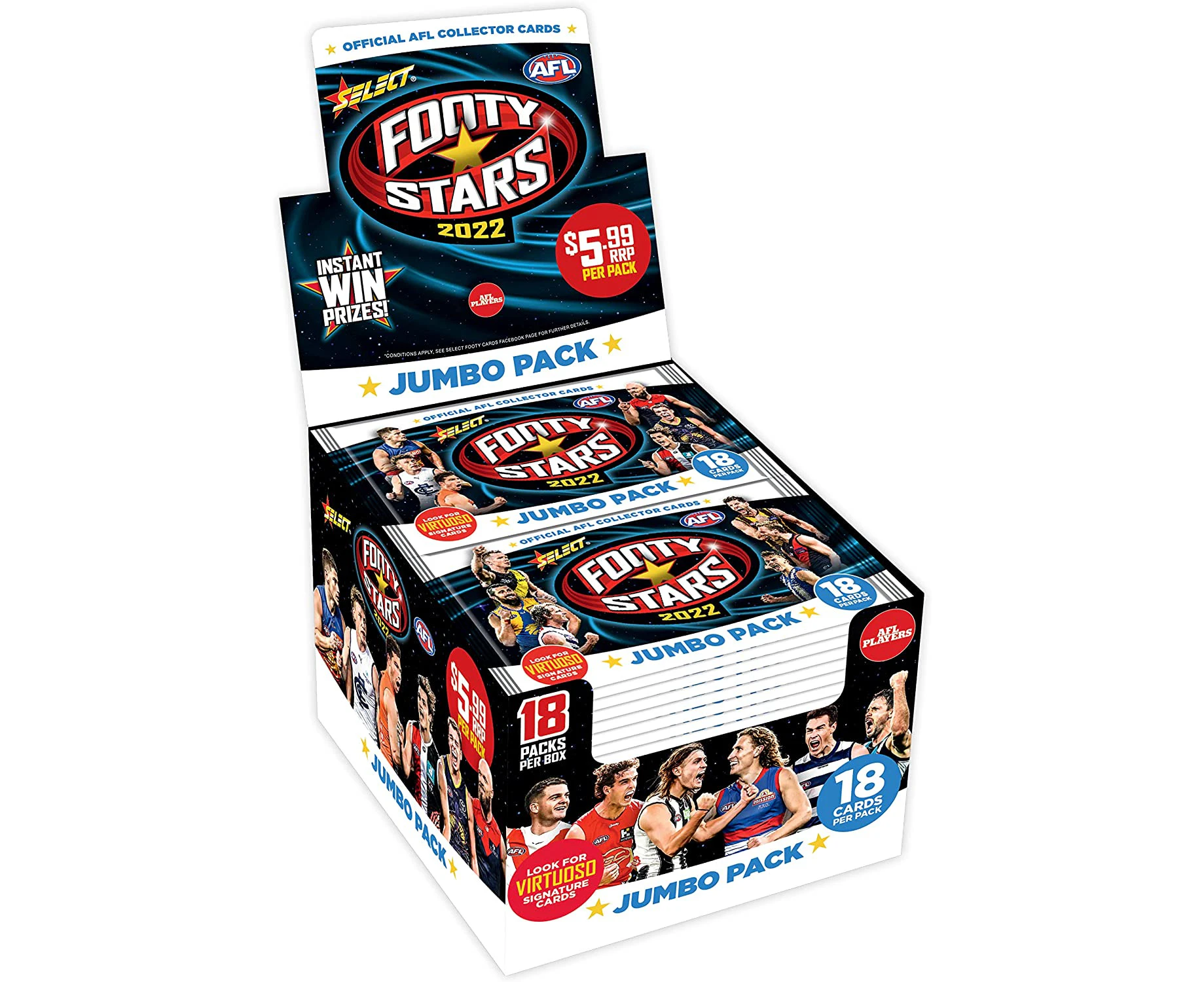 AFL Footy Stars Jumbo Collector Cards Sealed Box (18 Packs)