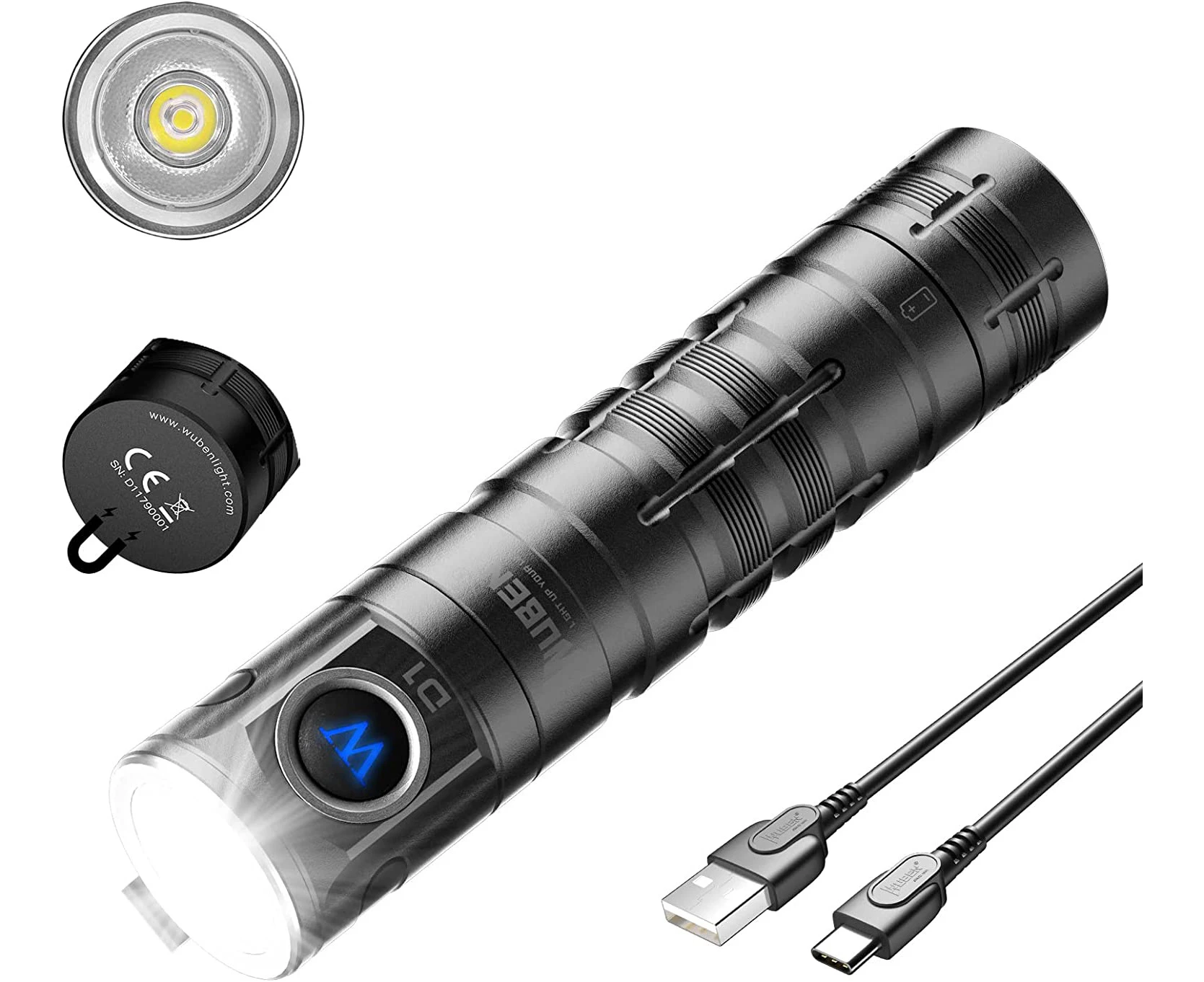 WUBEN D1 Pocket Flashlight 1100 High Lumens, Rechargeable Flashlight with Magnetic, IP68 Water Resistant Two-Way Clip Small Flashlight, 6 Light Modes Tacti