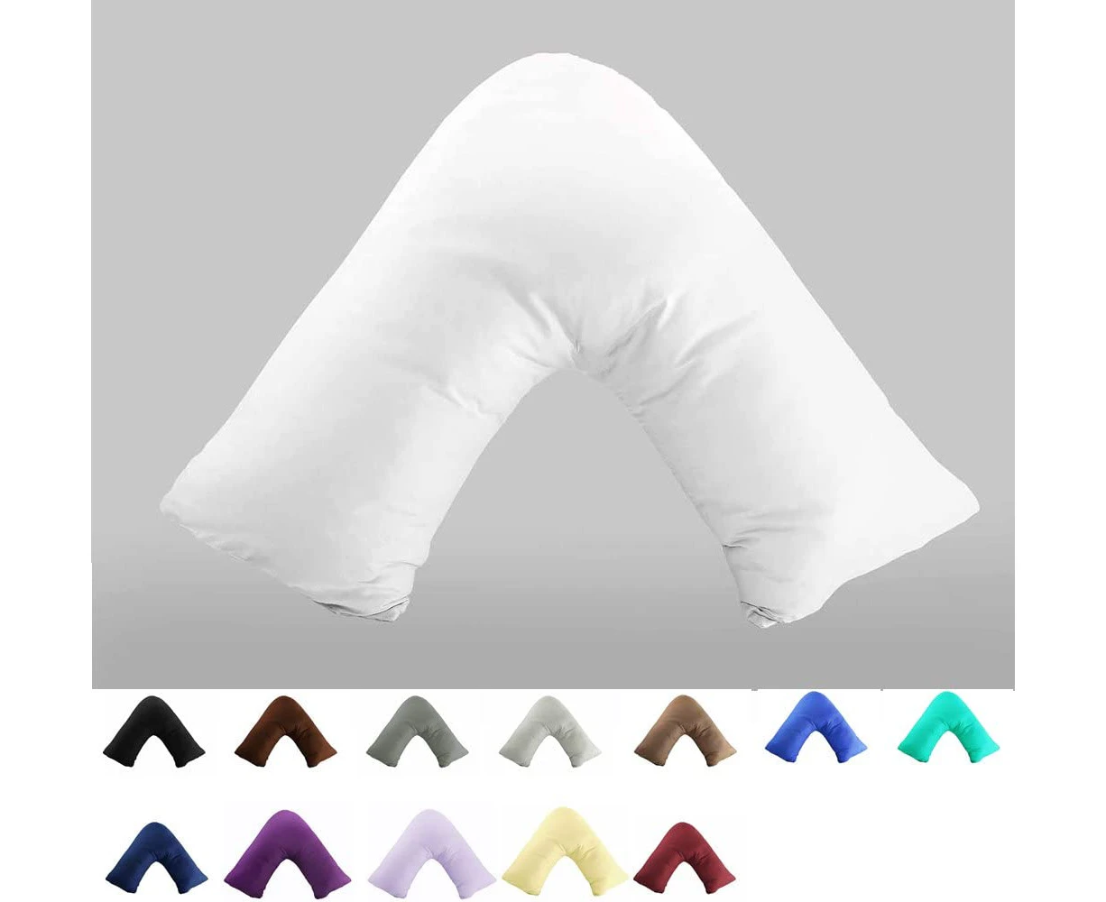 Gyulin 100% Cotton 300TC Soild Envelope Style V Shaped/Tri/Boomerang Standard Pillow Case Cushion Cover Only Cover No Insert (White)