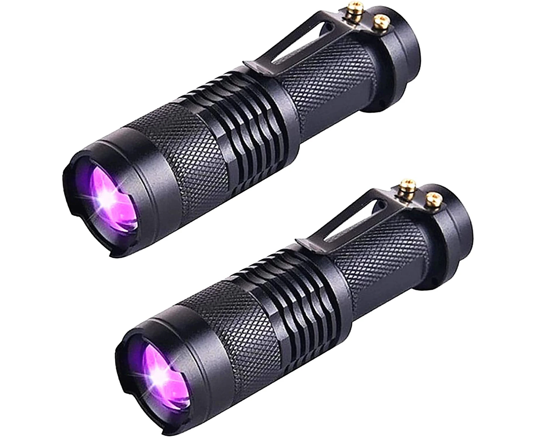 2Pack UV Torch, tunghey UV Light Ultraviolet LED Flashlight Blacklight Portable Flashlight 395nm LED Black Light Mini Flashlights Detector Zoomable with Cl