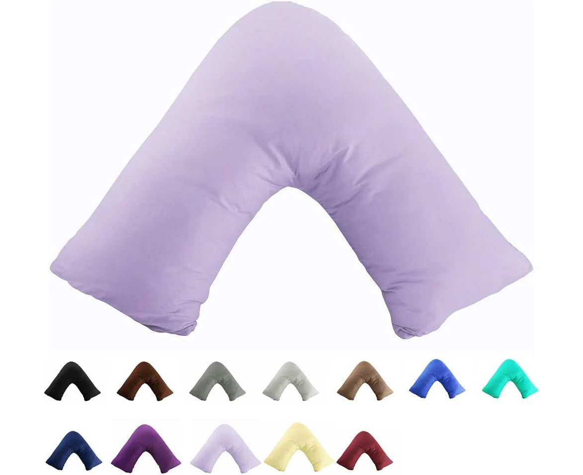 Gyulin 100% Cotton 300TC Soild Envelope Style V Shaped/Tri/Boomerang Standard Pillow Case Cushion Cover Only Cover No Insert (Light Purple)