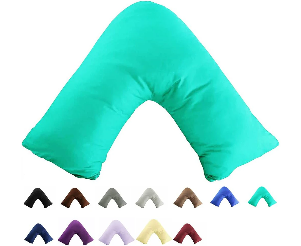 Gyulin 100% Cotton 300TC Soild Envelope Style V Shaped/Tri/Boomerang Standard Pillow Case Cushion Cover Only Cover No Insert (Teal)