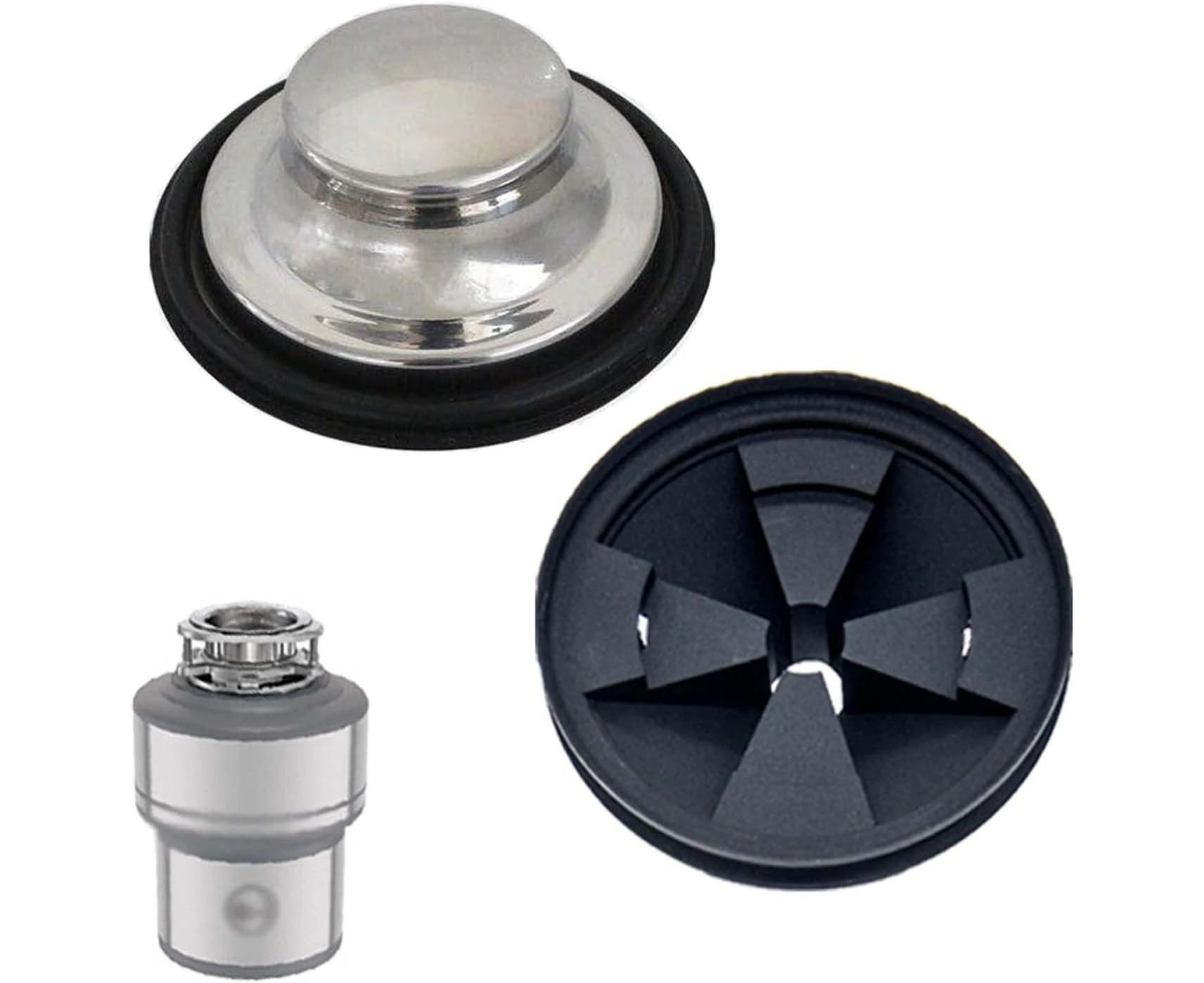 Garbage Disposal Splash Guard and Kitchen Sink Drain Stopper for InSinkErator Removable Sound Baffle, Removable Quiet Collar Cover Rubber Drain Plugs Inser