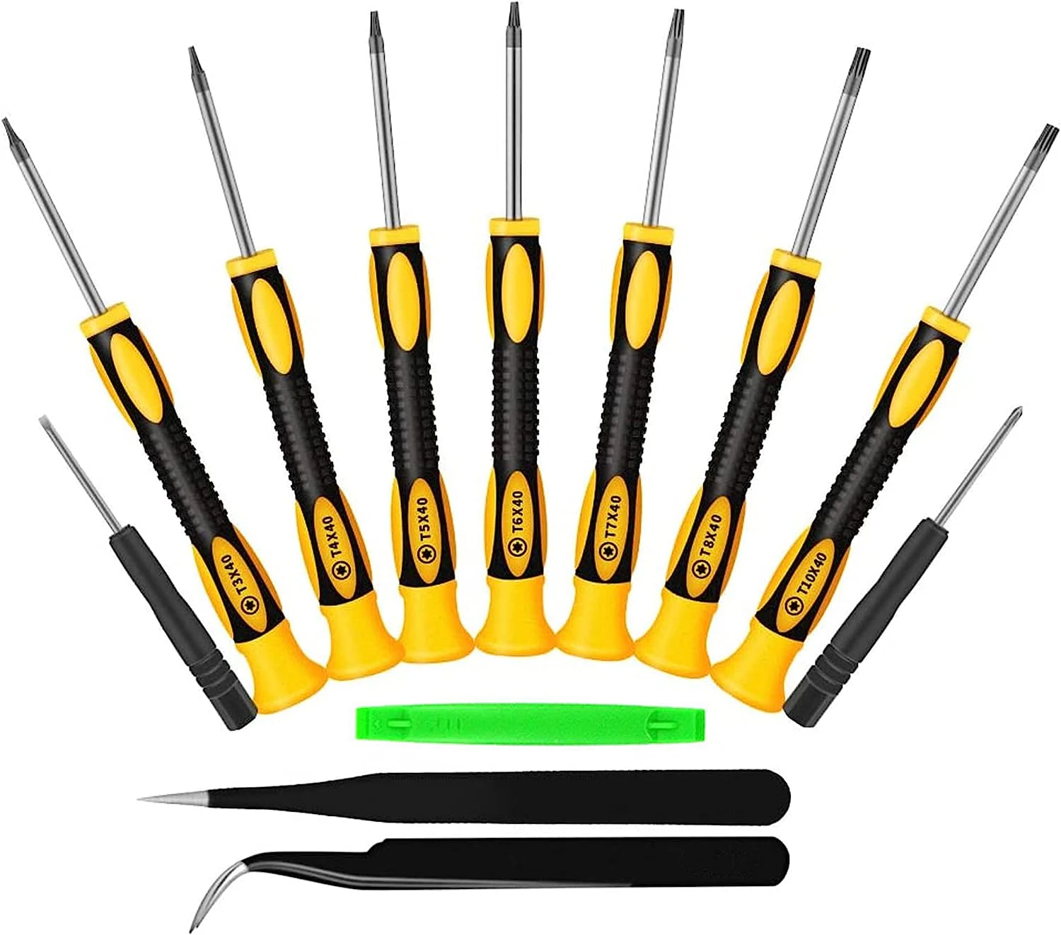 KAPASKI Torx Screwdriver Set T3 T4 T5 T6 T7 T8 T10 Security Torx Drivers with ESD Tweezers, Magnetic Screwdrivers Precision Repair Kit for Phone MacBook Xb