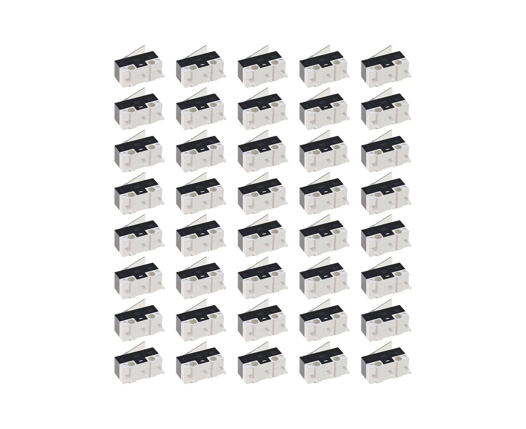 EMSea 40PCS Micro Limit Switch Long Hinge Lever AC 125V 2A 3 Pin SPDT for Home Appliances Audio Toys Mouse Business Machines Communication Equipment