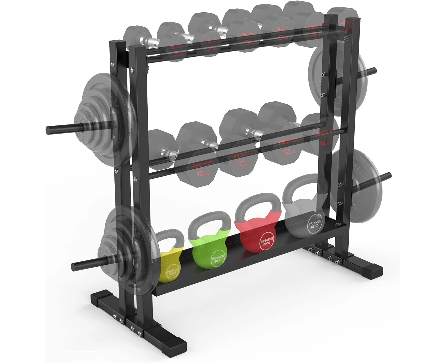 PROIRON Dumbbell Rack, 3 Tier Weights Storage Rack for Dumbbells, Weight Plates, and Kettlebells (1000 Pounds Weight Capacity, 2023 Version)