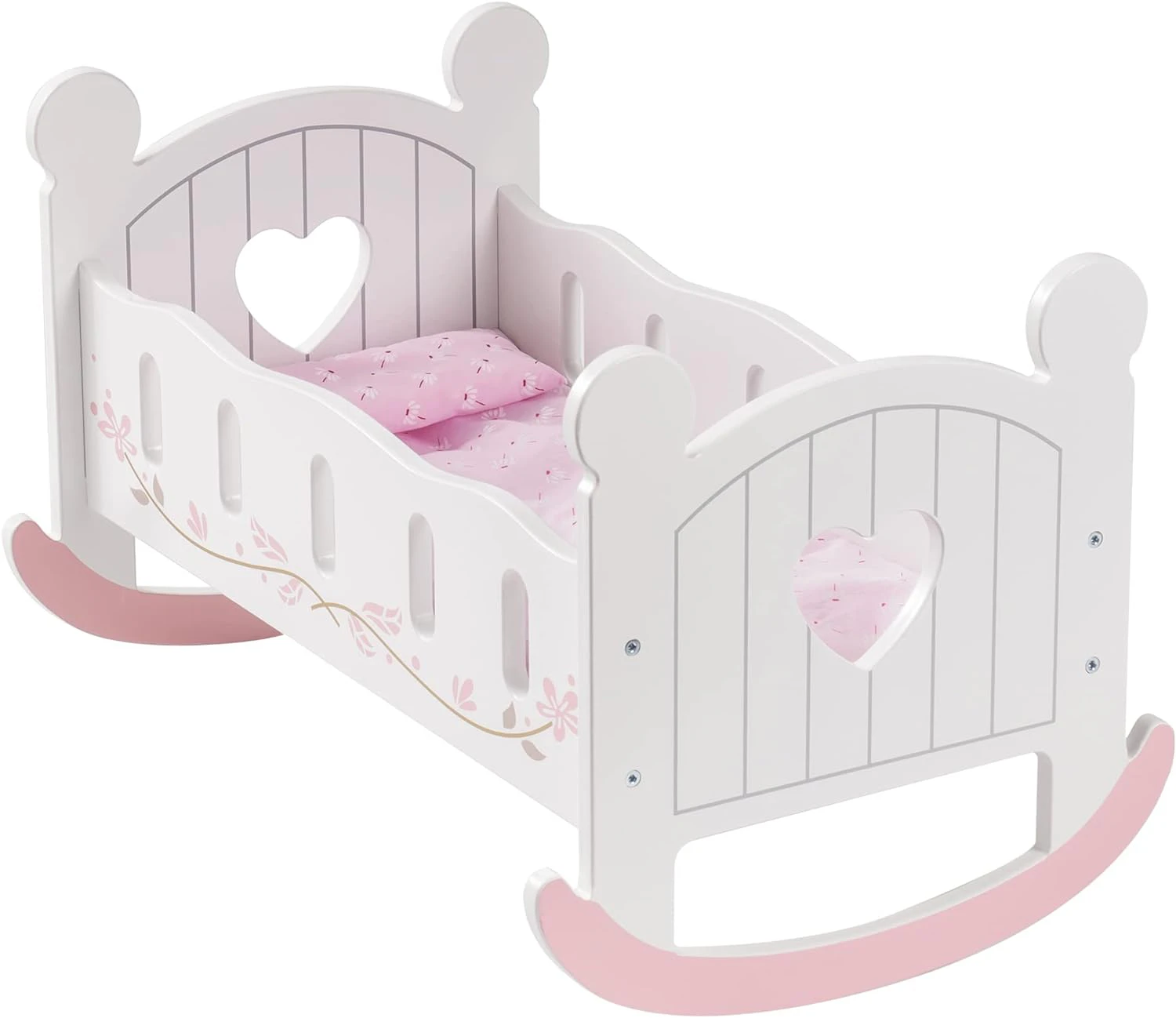 ROBUD Wooden Baby Doll Crib, Baby Doll Bed Toys, Fits Up to 18 Inch Doll Accessories