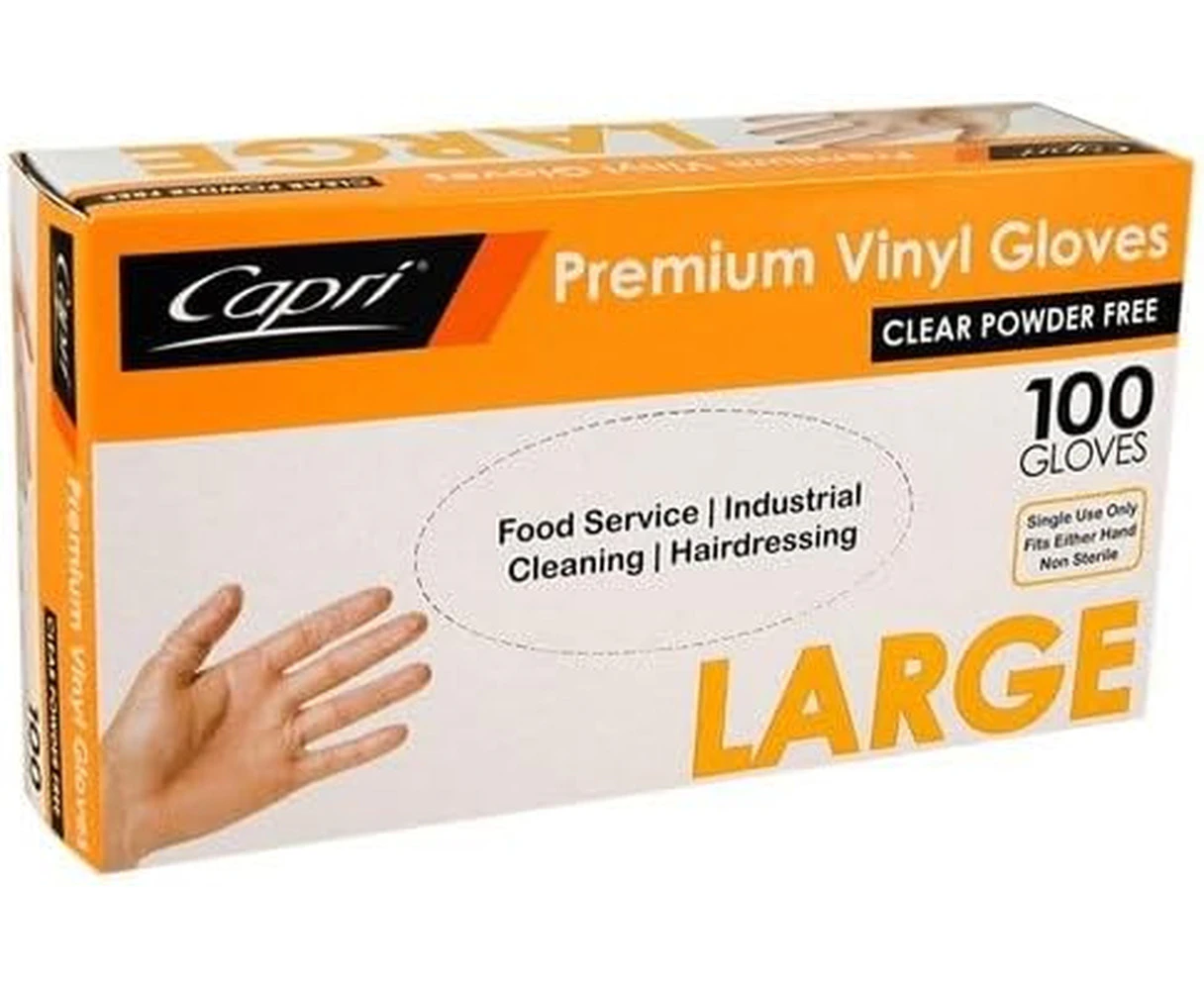 Capri Powder Free Vinyl Gloves (Pack of 100)