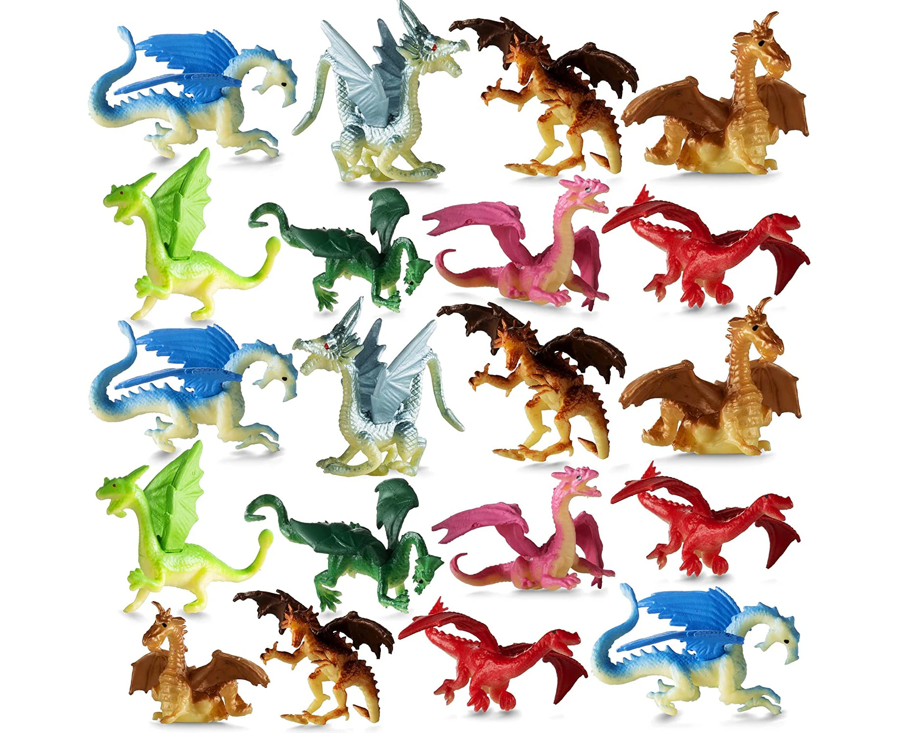 Bulk Mini Dragons (Pack Of 36) 2 Inch Dragon Toy Figures in Assorted Colors And Styles, For Party Favors, Birthday Cake Toppers, And Party Decorations