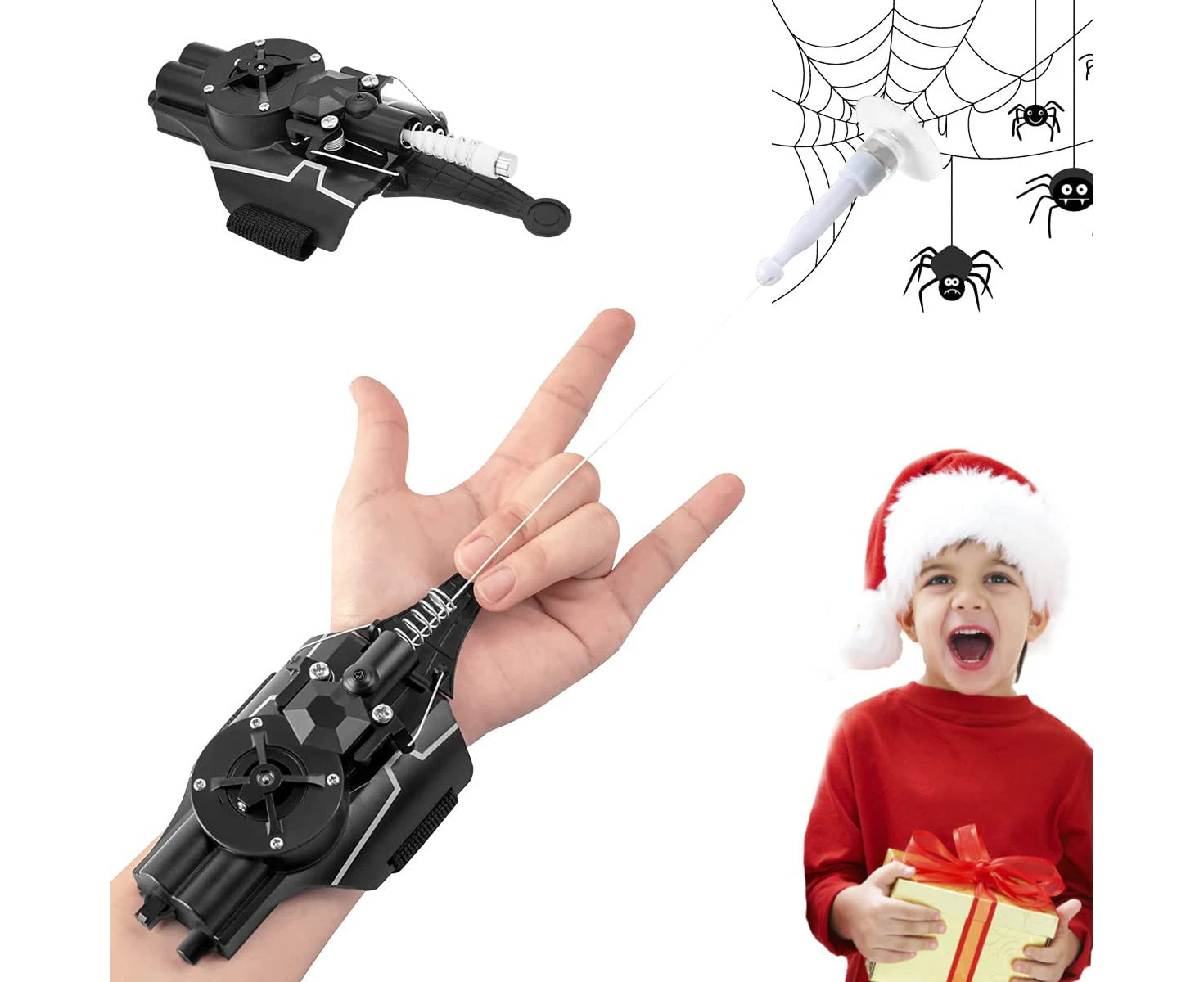 Web Launcher Toy, Newly Upgraded Web Shooters for Kids Gift, Rechargeable Portable Spider Launcher Toy, Silk Spider String Launcher Game for Cosplay (Black