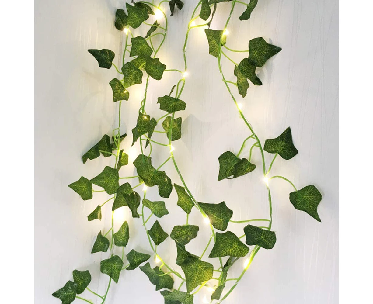 2M 20LED Leaf String Lights Vine Fairy Lights Batteries Powered Green Leaf Garland Maple String Lights for Bedroom Home Kitchen Garden Office Wedd MegaMart