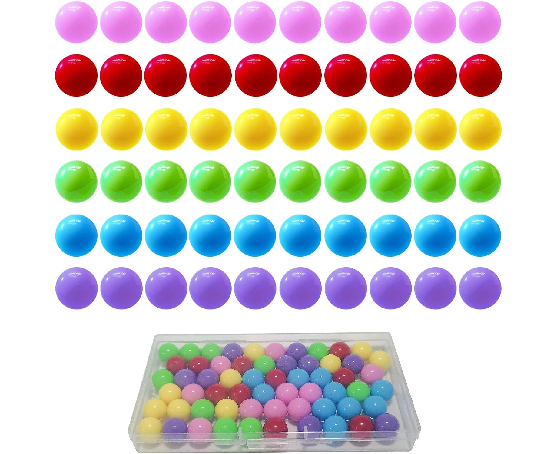 Yoeevi 60 Pcs Chinese Checkers Marbles Balls in 6 Colors,14mm Game Replacement Marbles Balls with Plastic Box for Marble Run, Marbles Game