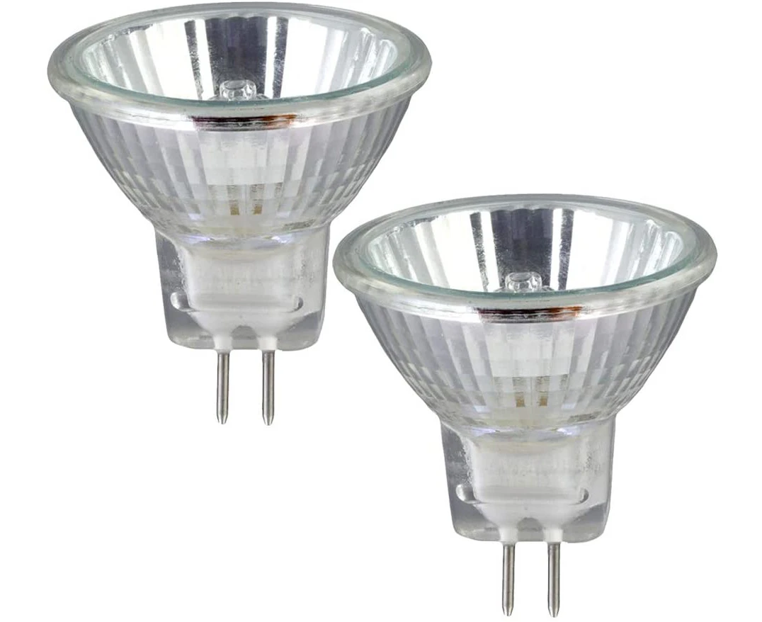 2 Pack Clear MR11 12Volt 20Watt G4 Bi-Pin Base, Precision Halogen Reflector Fiber Optic Light Bulb 20W 12V Halogen Bulb UV Glass Cover, Halogen Flood Light