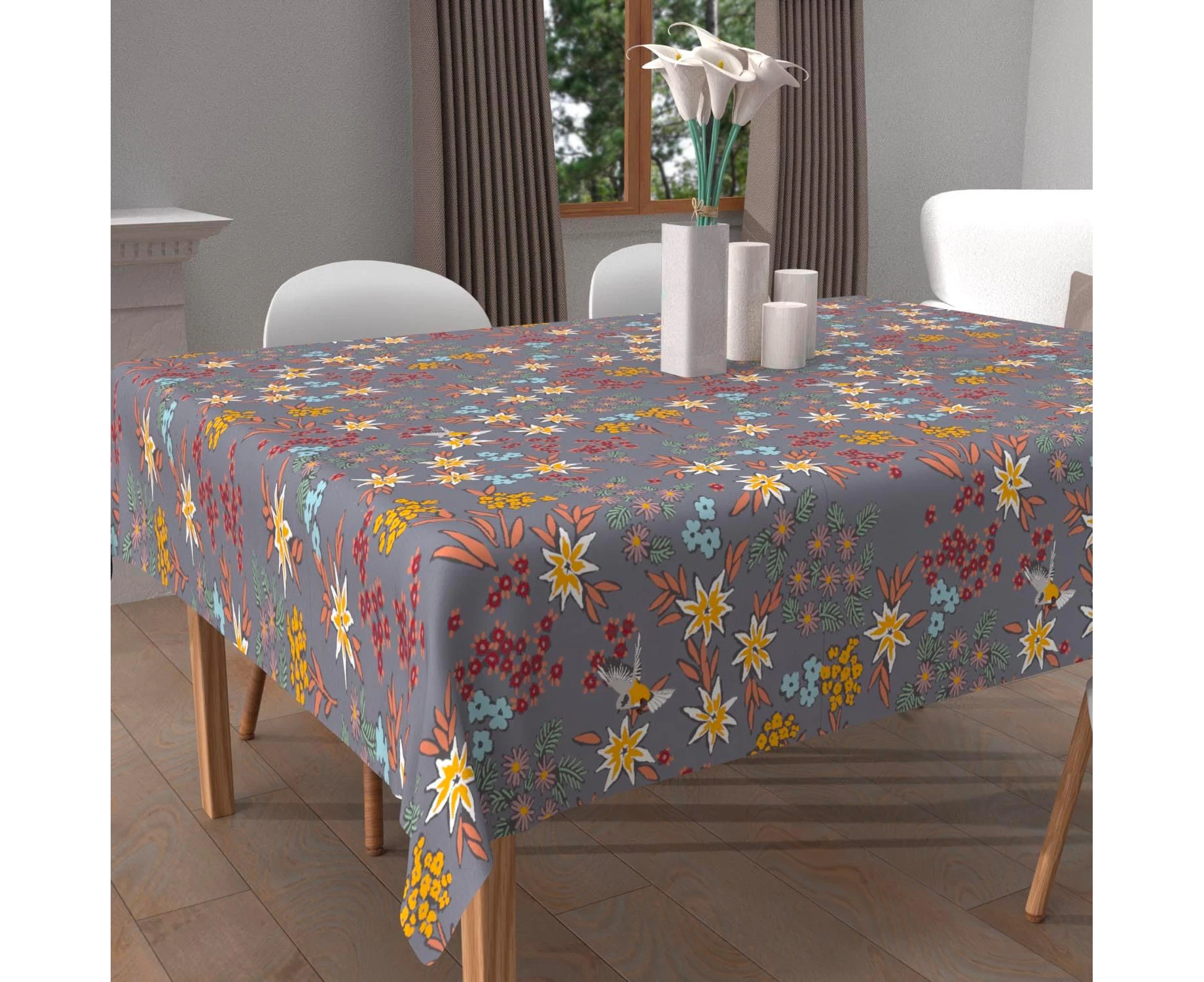 Soleil d'ocre Artemis Square Stain-Resistant Printed Tablecloth 180 x 180 cm