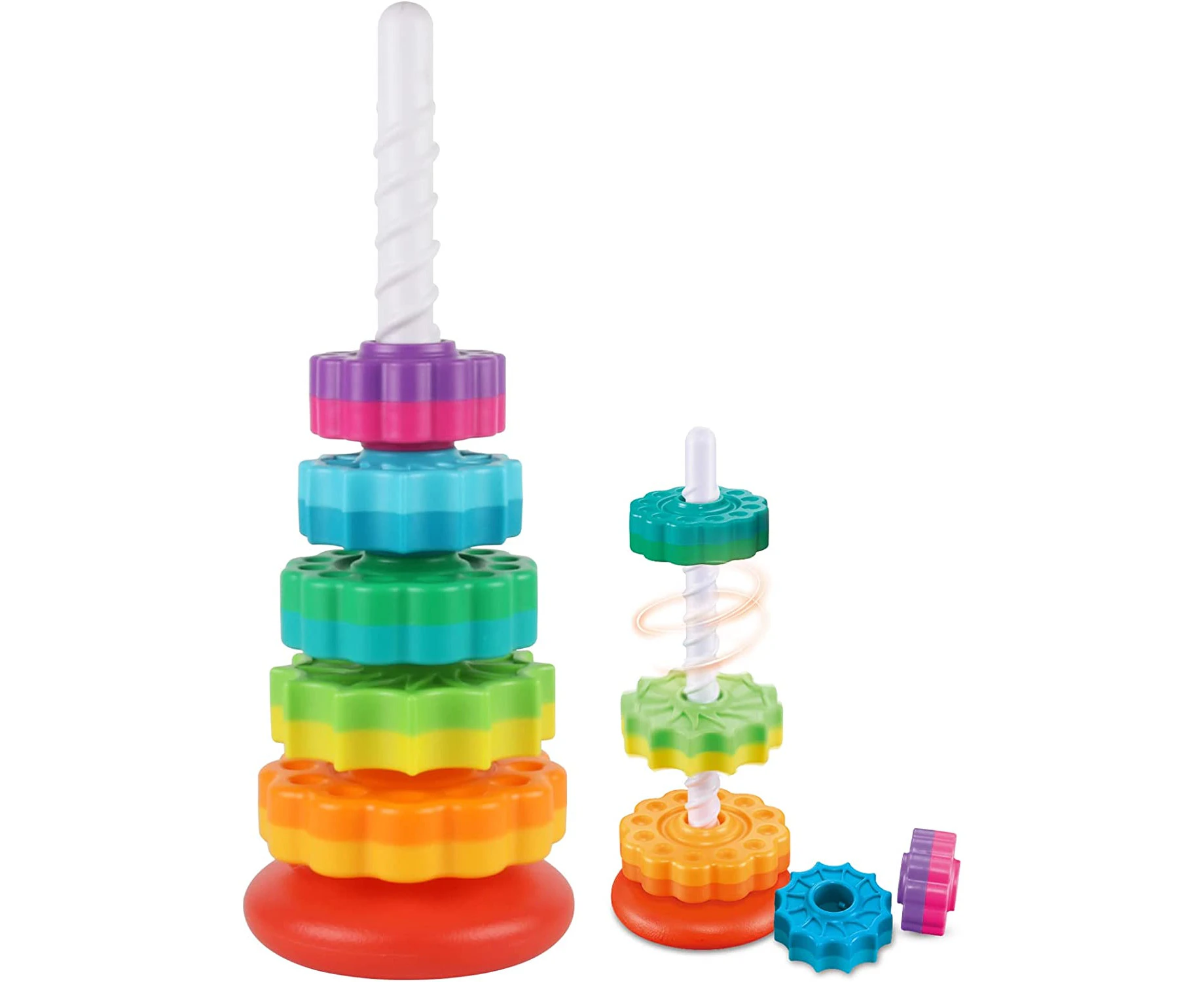 Baby Spinning Toy, Rainbow Stacking Toys for Toddlers 1-3, Ring Stacker Toys for Babies 6-12 Months, 1 2 3 One Year Old Girl Boy Birthday Gifts, Brain Deve