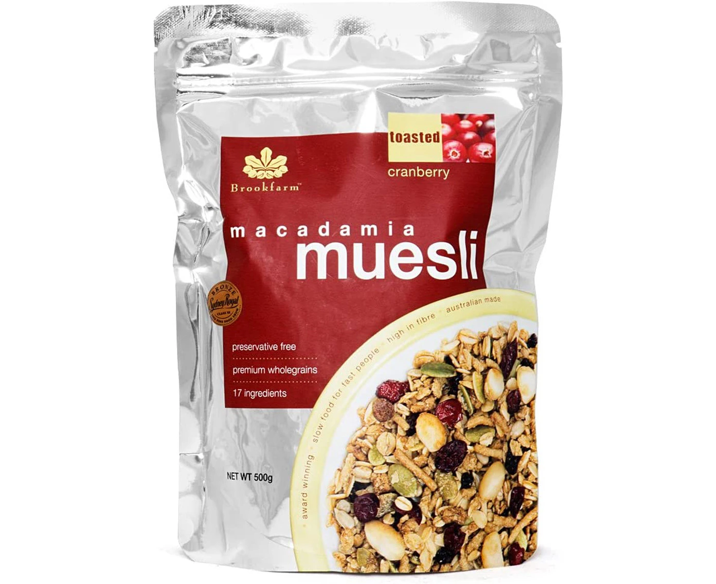 brookfarm Toasted Macadamia Muesli with Cranberry, 500 g