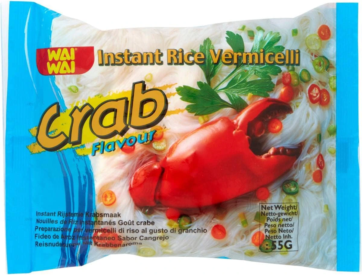 Wai Wai Crab Flavour Instant Rice Vermicelli Noodles, 55 g