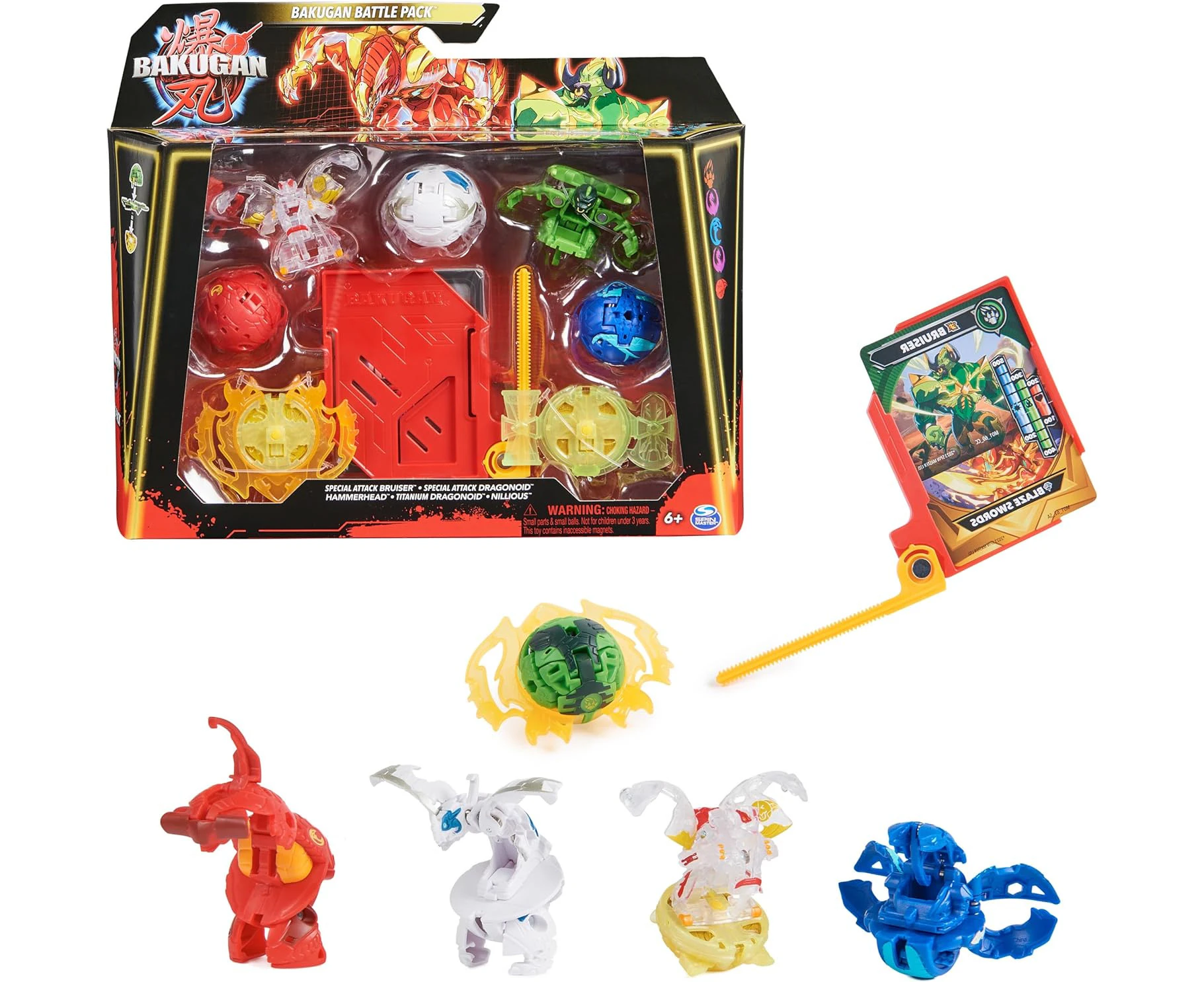 Bakugan 2023 Battle Pack with 5 Balls (2 Special Attack Bruiser and Diamond Dragonoid and Three Core Balls), for Children from 6 Years