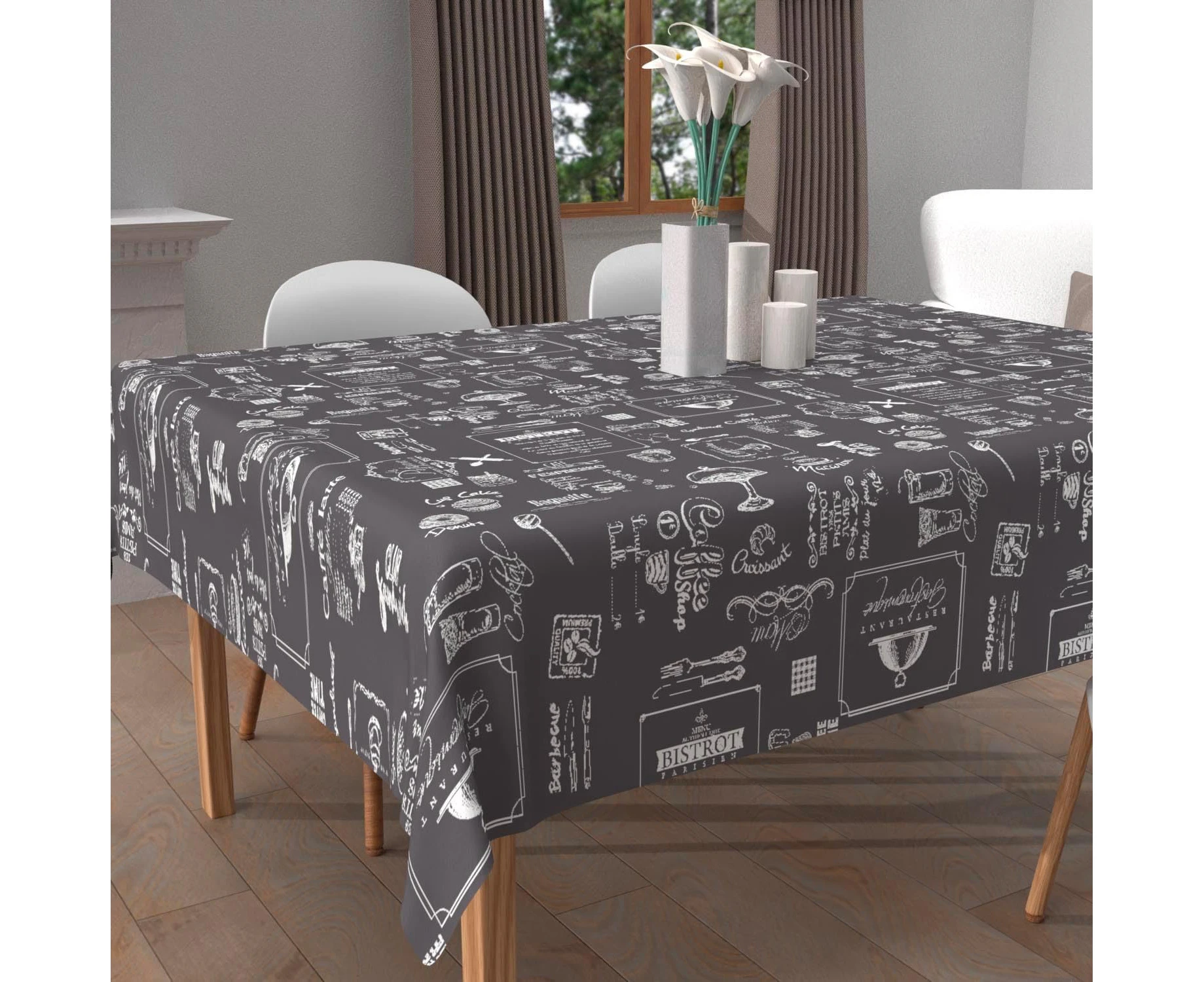 Soleil d'ocre Printed Tablecloth Stain-Resistant Square 180 x 180 cm Coffee