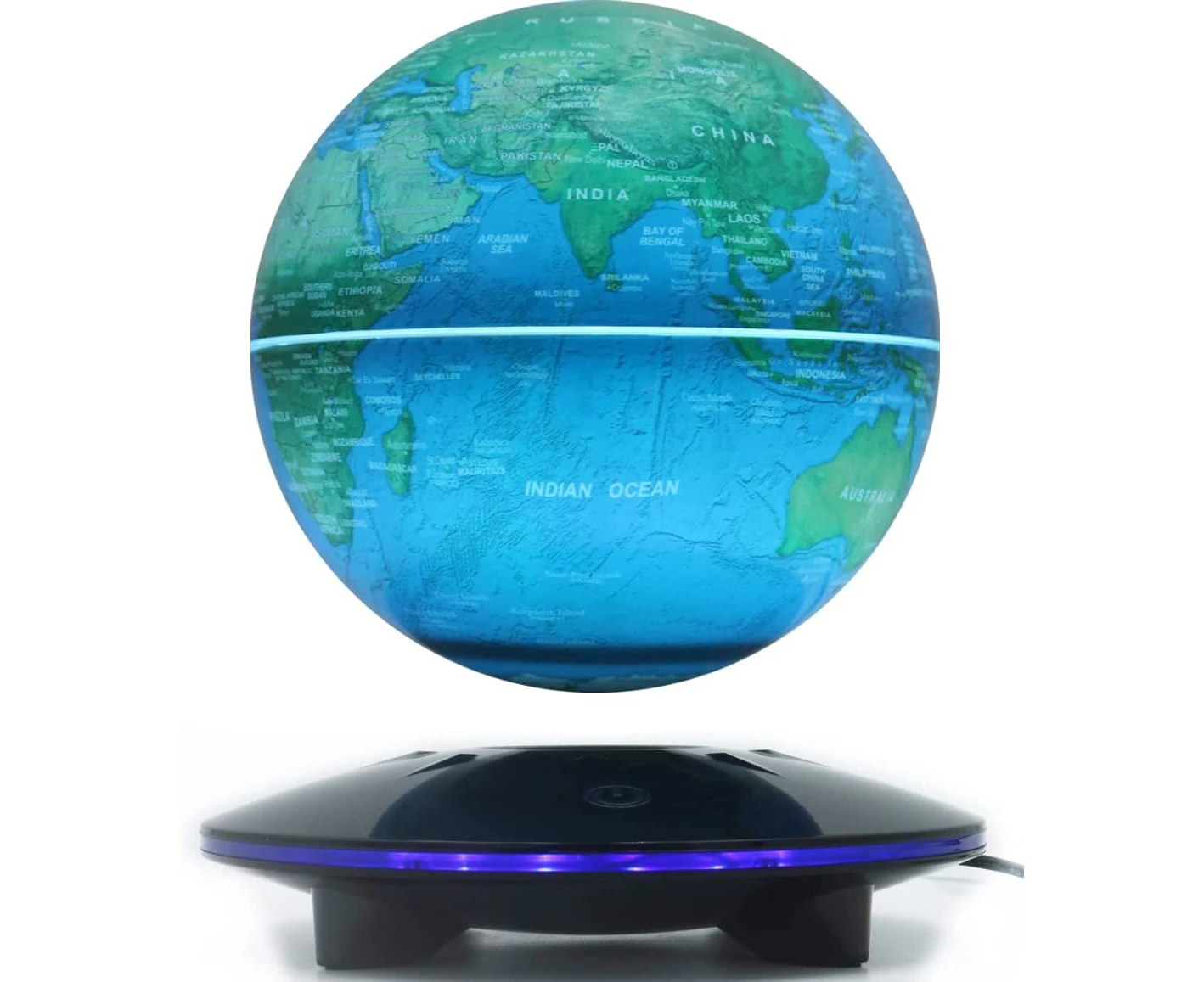 Magnetic Levitating Globe, 6 Inch LED Levitation Floating World Map Globe, Auto Rotation Suspended in Mid-air with Touch Control for Home Office Desk Decor