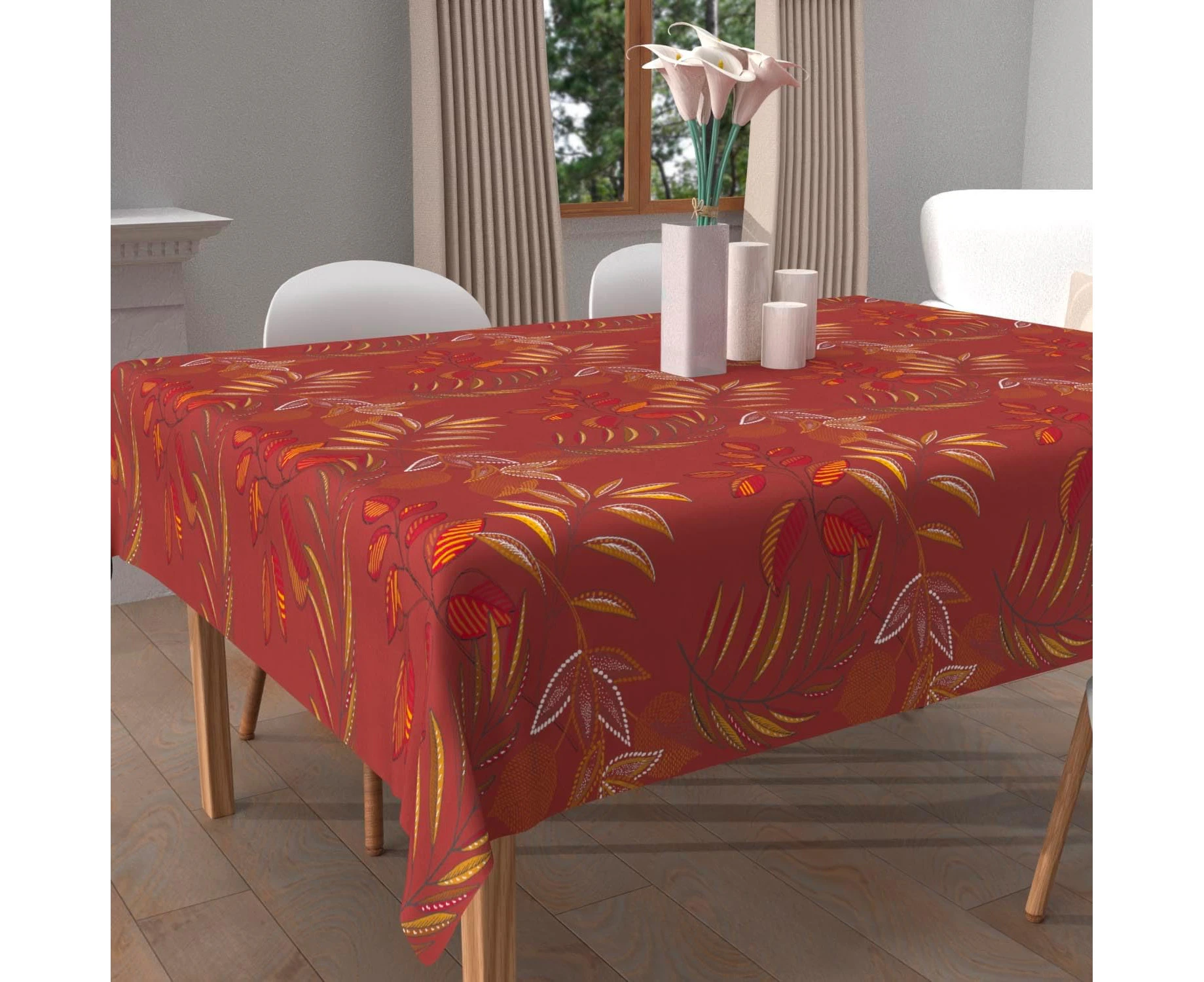 Soleil d'ocre Flores Printed Stain-Resistant Tablecloth Square 180 x 180 cm