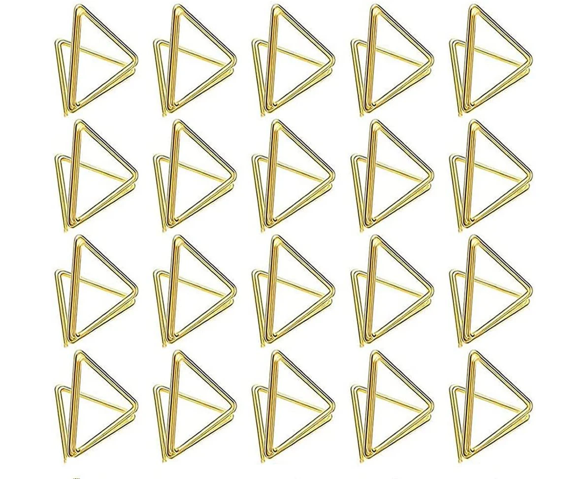 Table Card Holders,20PCS Strong Mini Place Card Holders, Triangle Card Stand Clip Table Number Holders for Wedding Party Anniversary Party Office (Gold)