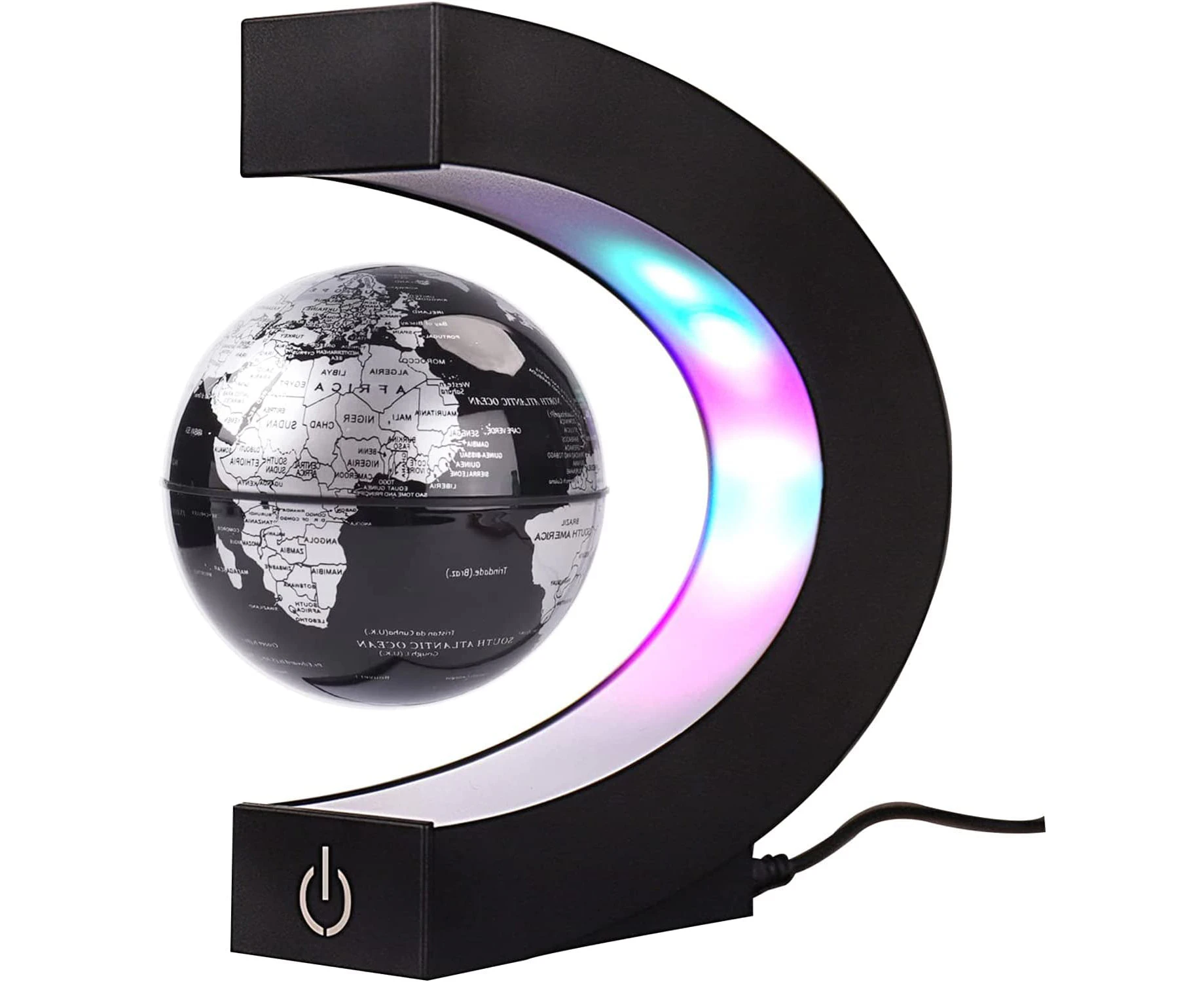 Magnetic Levitating Globe with LED Light，Floating Worlds Map，Desk trinkets，Home Office Unique Decor，Floating Globes with Touch Switches，Cool Tech Gifts for