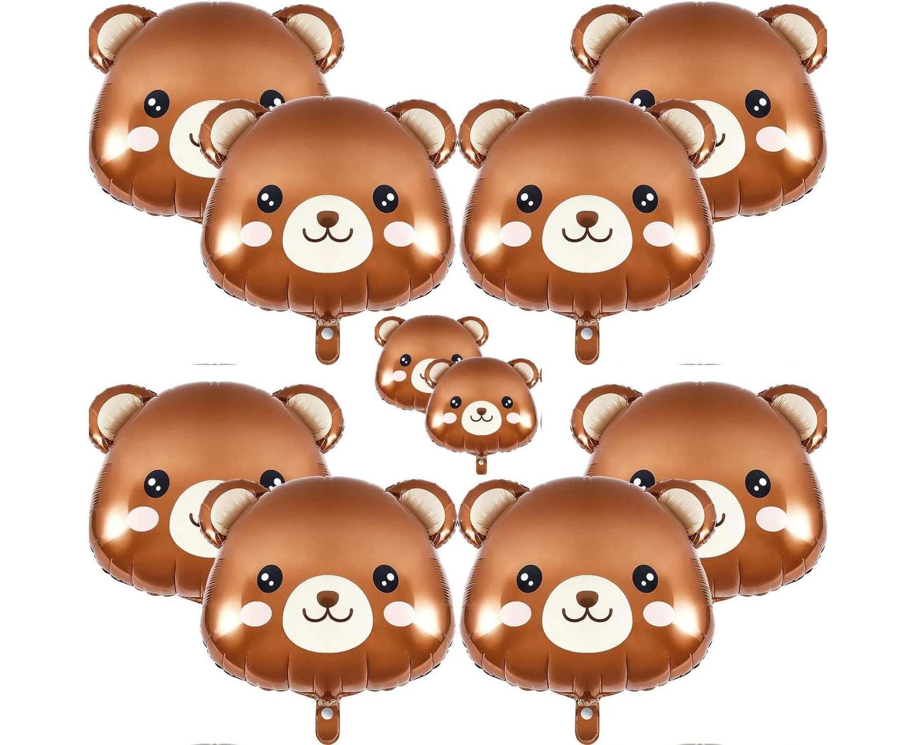 LYSAIMG 10Pcs Bear Balloon,Bear Head Foil Balloons,24 * 22.8Inch Brown Bear Baloon for Jungle Animal Farm Zoo Decorations,Theme Birthday Baby Shower Party