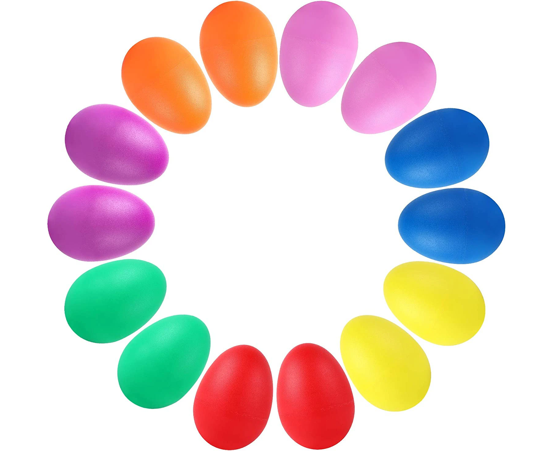 Augshy 14 PCS Plastic Egg Shakers Percussion Musical Egg Maracas Easter Egg Kids Toys (7 Colors)