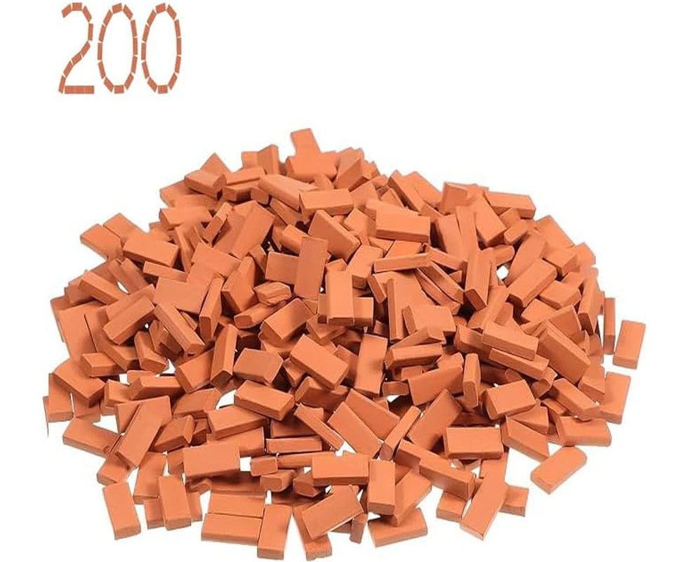 LALOCAPEYO 1/35 Scale 200 PCS Mini Bricks Tiny Bricks for Landscaping Red Miniature Bricks Model Brick Wall Small Bricks for Crafts Realistic Fake Bricks M