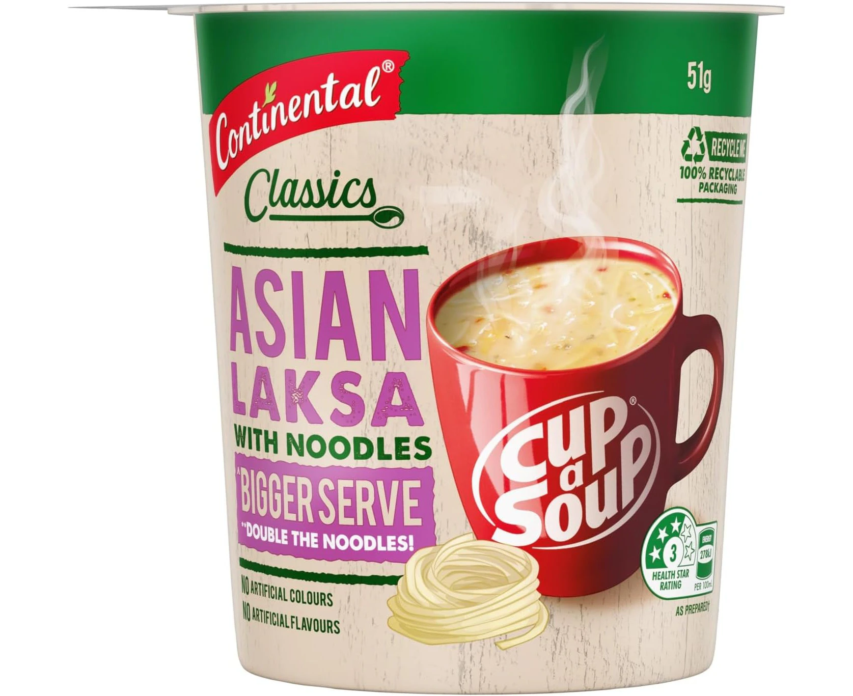 CONTINENTAL Cup-A-Soup Instant Soup/Meal Cup | Italian Minestrone, 52g, (Single Serve)