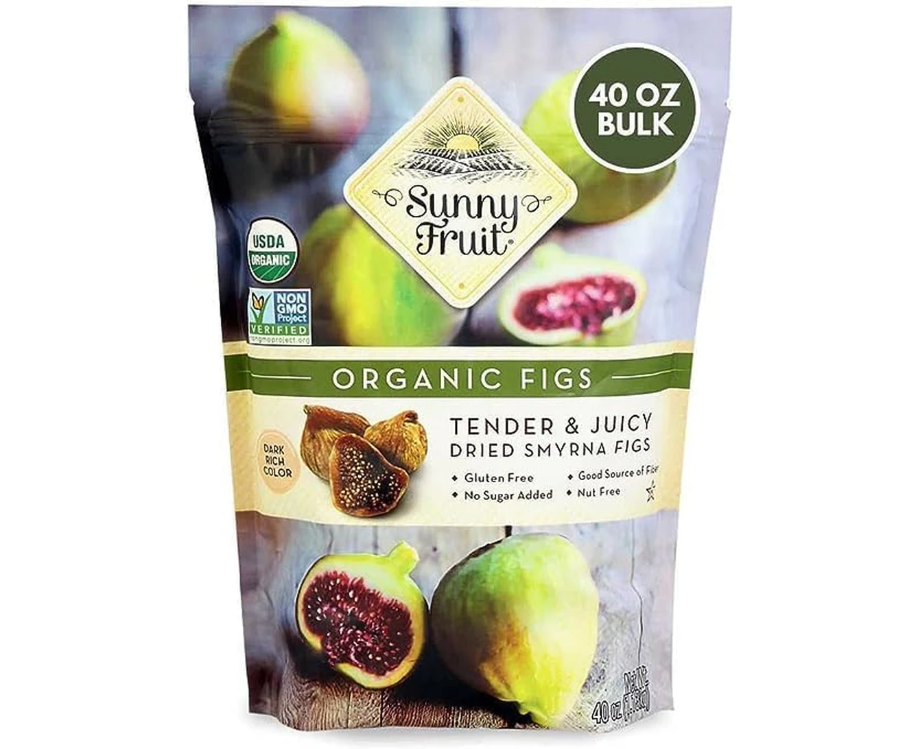 Sunny Fruit Soft Organic Turkish Dried Figs, 2.5 Pound Bulk Bag | Healthy, Sweet Snack | ORGANIC, NON-GMO, VEGAN, HALAL, KOSHER, NO PRESERVATIVES, NO SUGAR