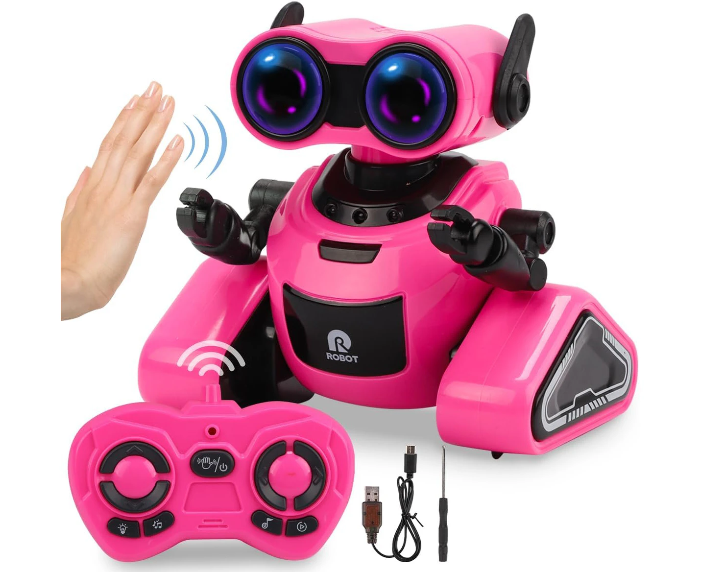 REMOKING Robot Toys for Boys Girls,Rechargeable Remote Control Robot with Gesture Control,Auto-Demonstration, Dance, Music, Shining LED Eyes,RC Robotics fo