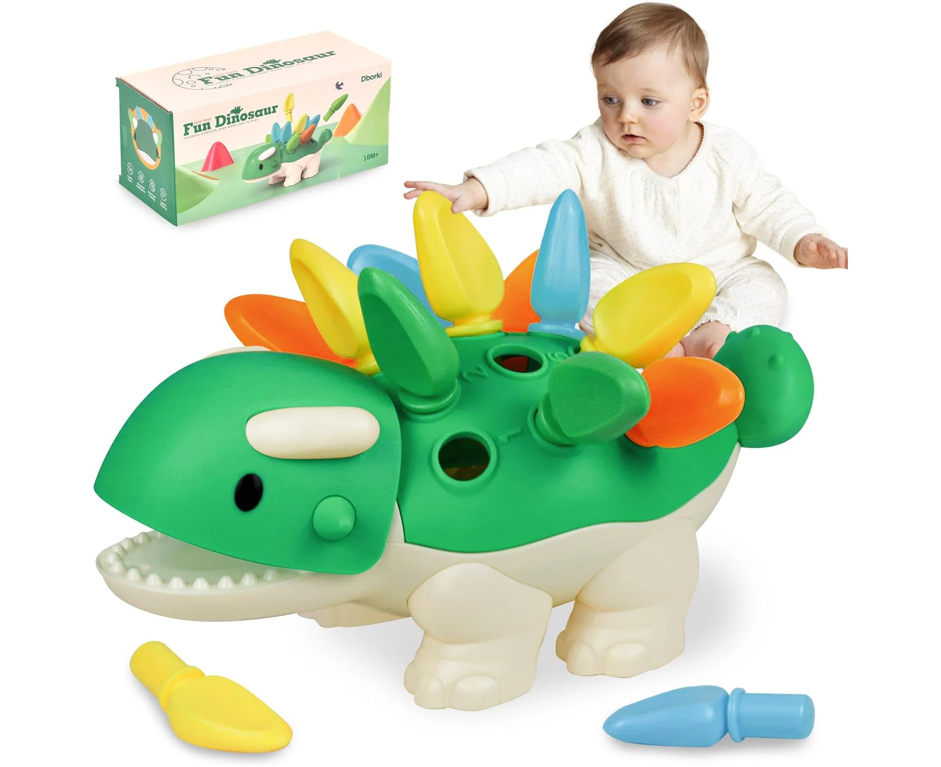 AKILION Montessori Toys for Toddlers Babies, Dinosaur Baby Toys 6-12-18 Months, Fine Motor Skills Sensory Toy, Learning Educational Sorting Toys for 1 2 Ye