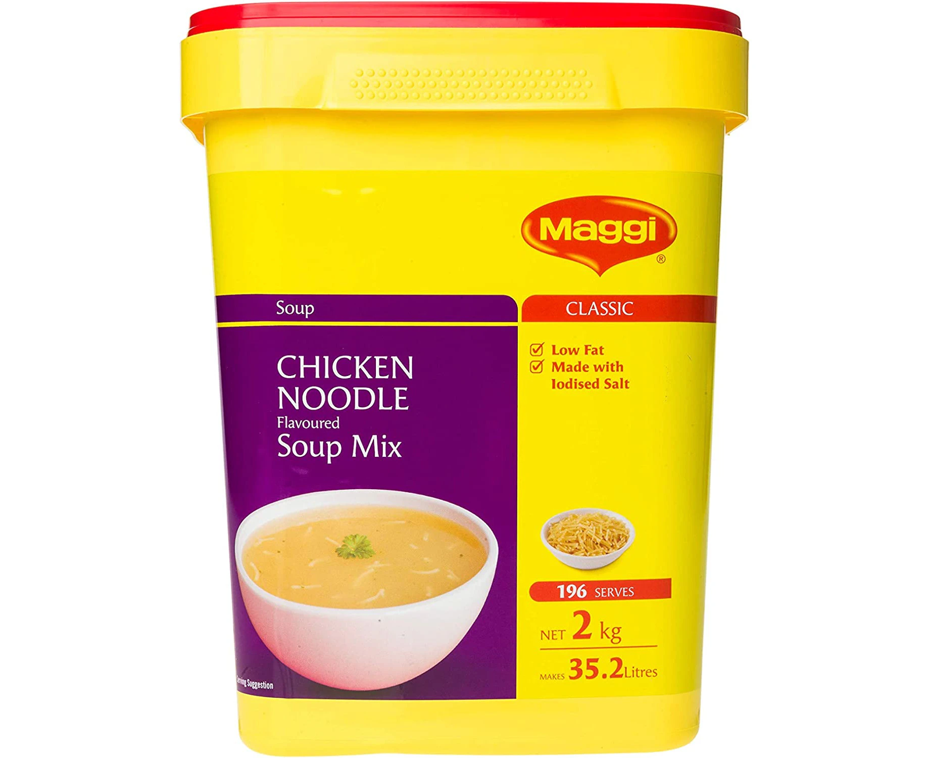 Maggi Chicken Noodle Flavoured Soup Mix, 2kg (Makes 35.2 litres, 196 Serves)