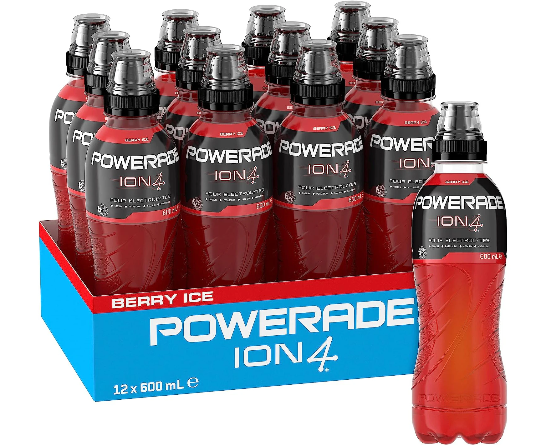 Powerade ION4 Berry Ice Sports Drink Multipack Sipper Cap Bottles 12 x 600mL