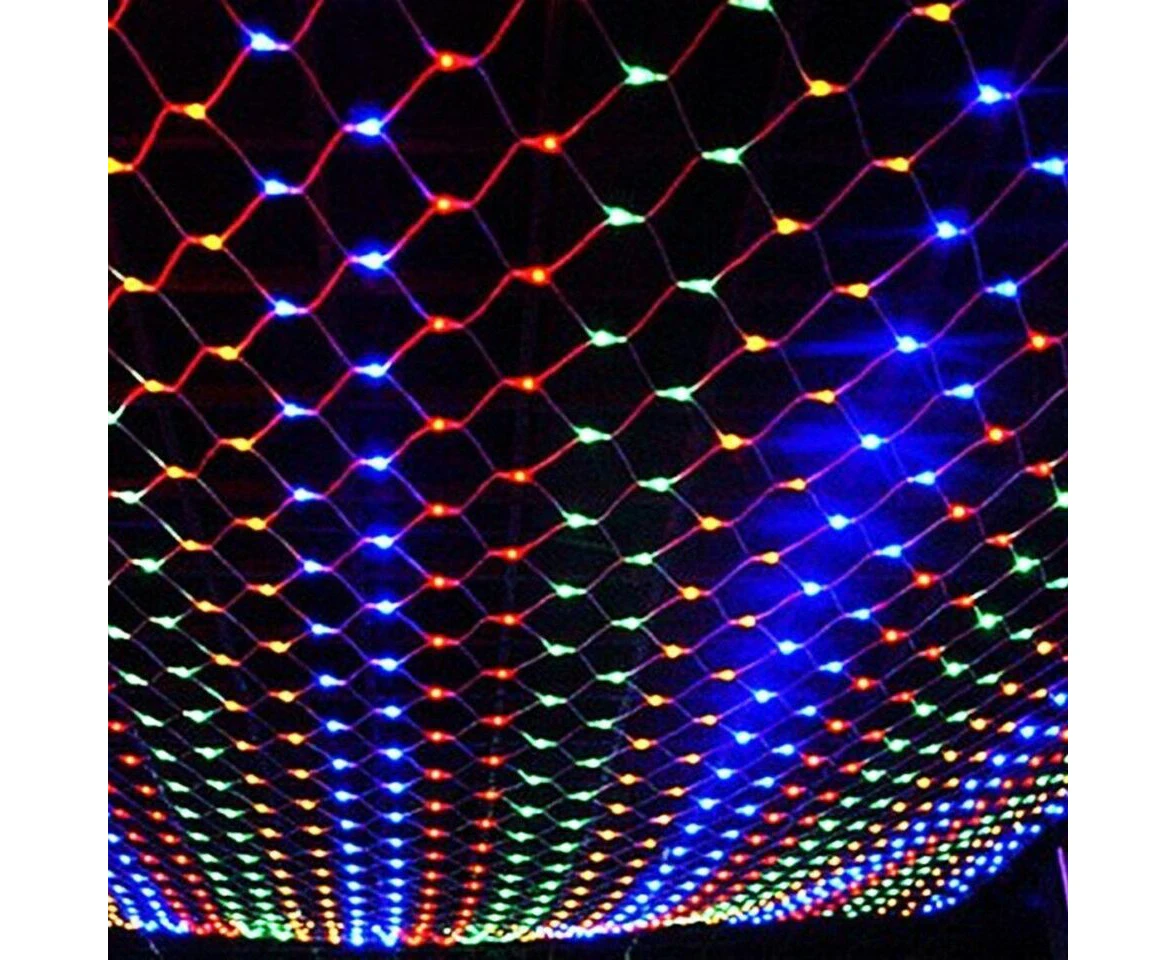 Solar LED String Fairy Net Lights Curtain Mesh Christmas Party Garden Outdoor-Colorful-6*4M 880LED Solar Power+ Remote