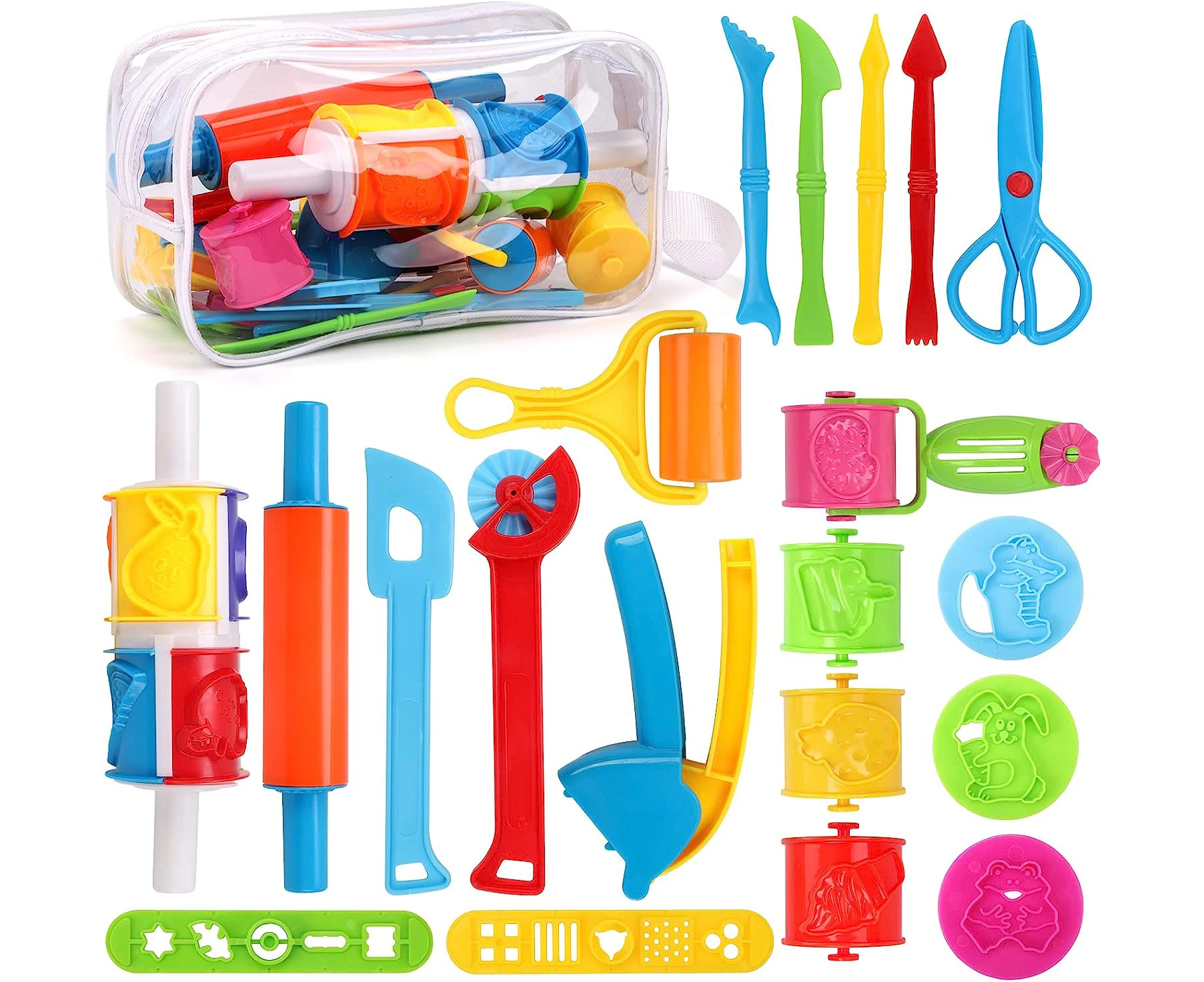 REMOKING Playdough Tools for 3 4 5 6 7 Year Old Boys Girls,21 PCS Dough Play Tool Set for Kid,Various Shape Dough Accessory,Roller, Cutters, Scissor for Cr