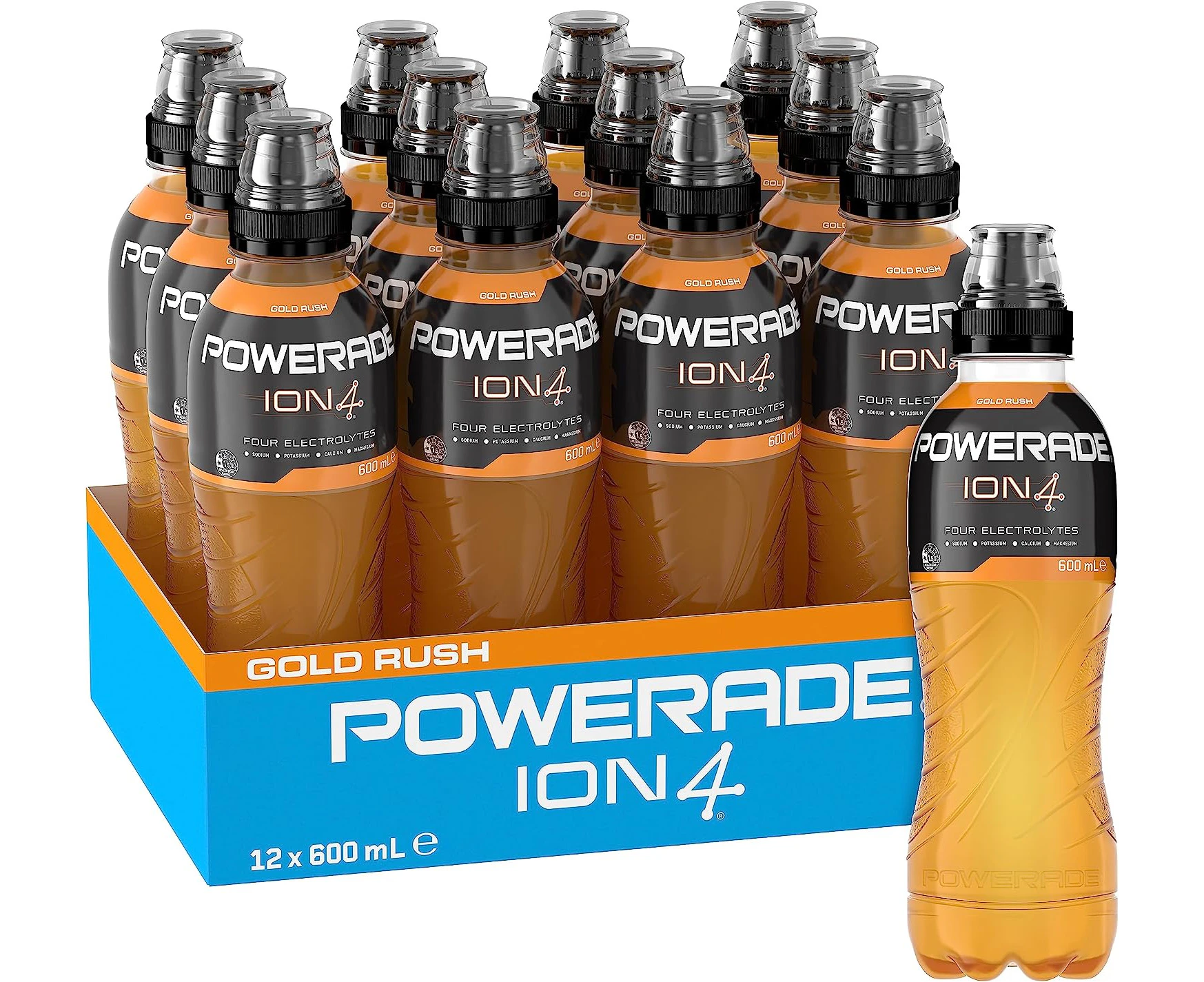 Powerade ION4 Gold Rush Sports Drink Multipack Sipper Cap Bottles 12 x 600mL