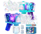 Eaglestone Transparent 2 Bubble Guns with 2 Bottles, 12 Bags Bubble Refill Solution, Bubble Machine for Toddlers Ages 3+ with Lights, Summer Outdoor Toys f