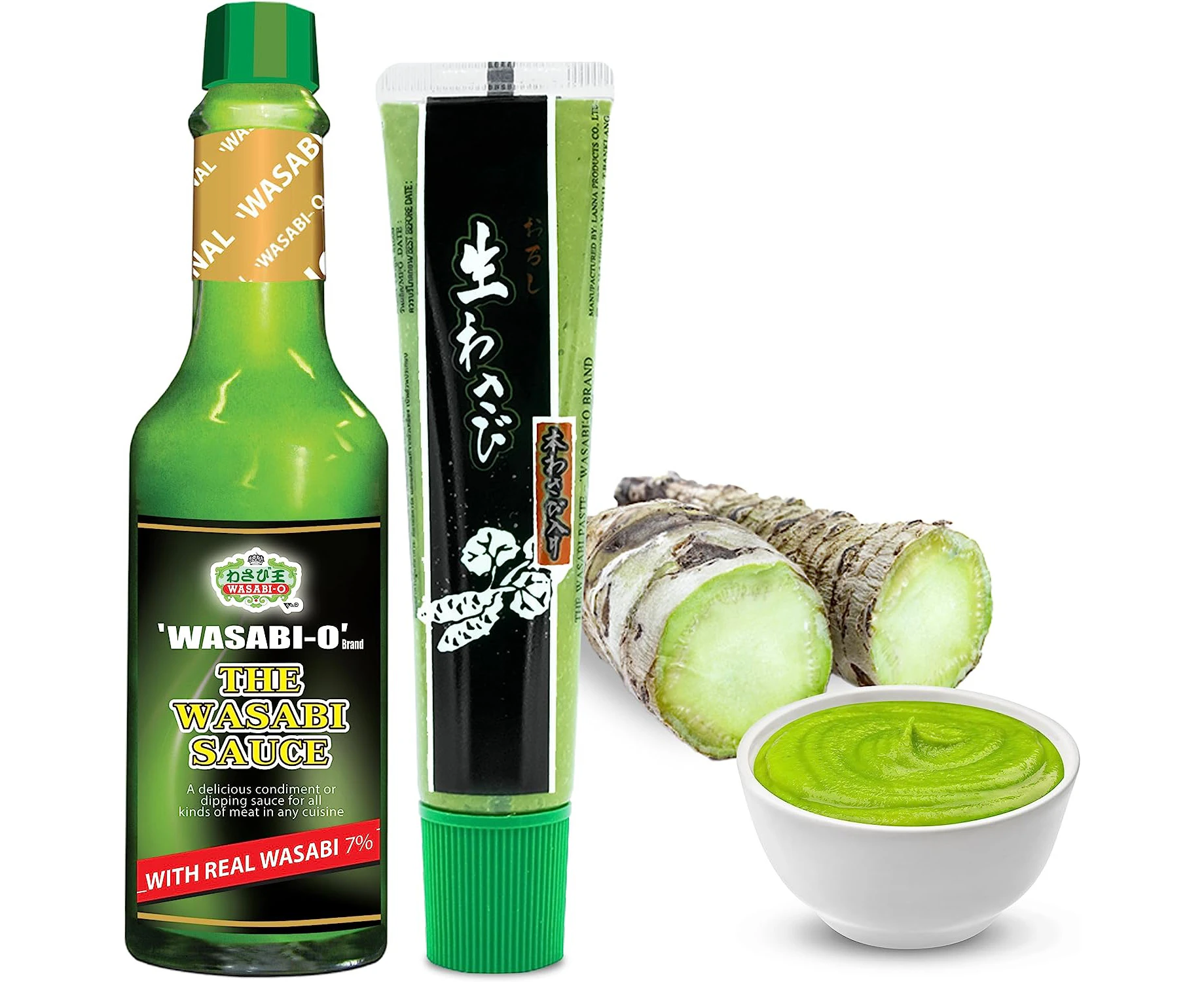 Wasabi O - Authentic Japanese Wasabi Sauce 62g & Wasabi Paste 43g Made with Fresh Real Wasabi - Japanese Organic Real & Fresh Hot Sauce Made with Premium W