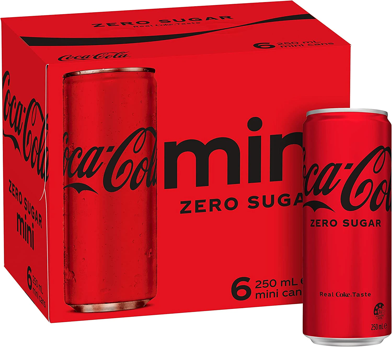 Coca-Cola Zero Sugar Soft Drink Mini Can Multipack 6 x 250 ml