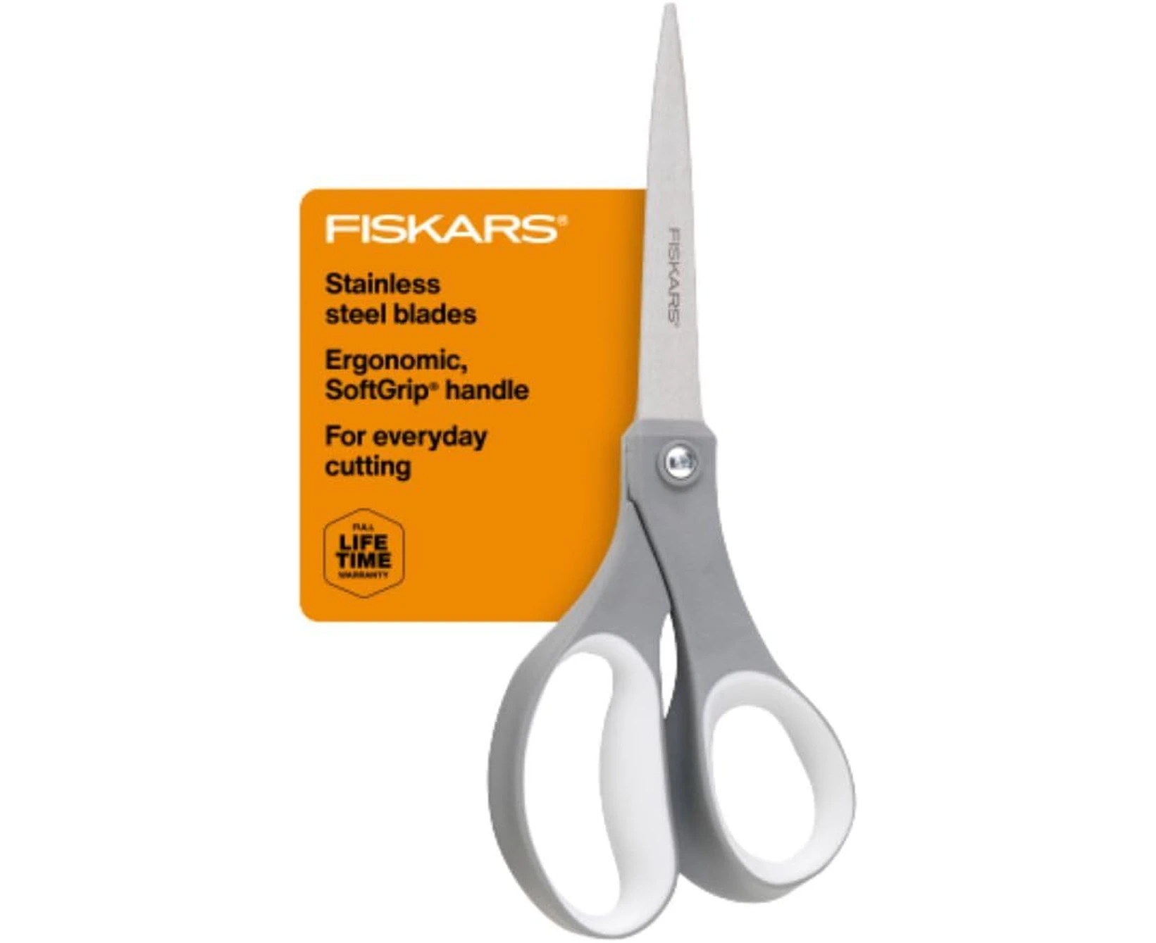 Fiskars 8 Inch Softgrip Scissors Straight, Stainless Steel (01-004761J)