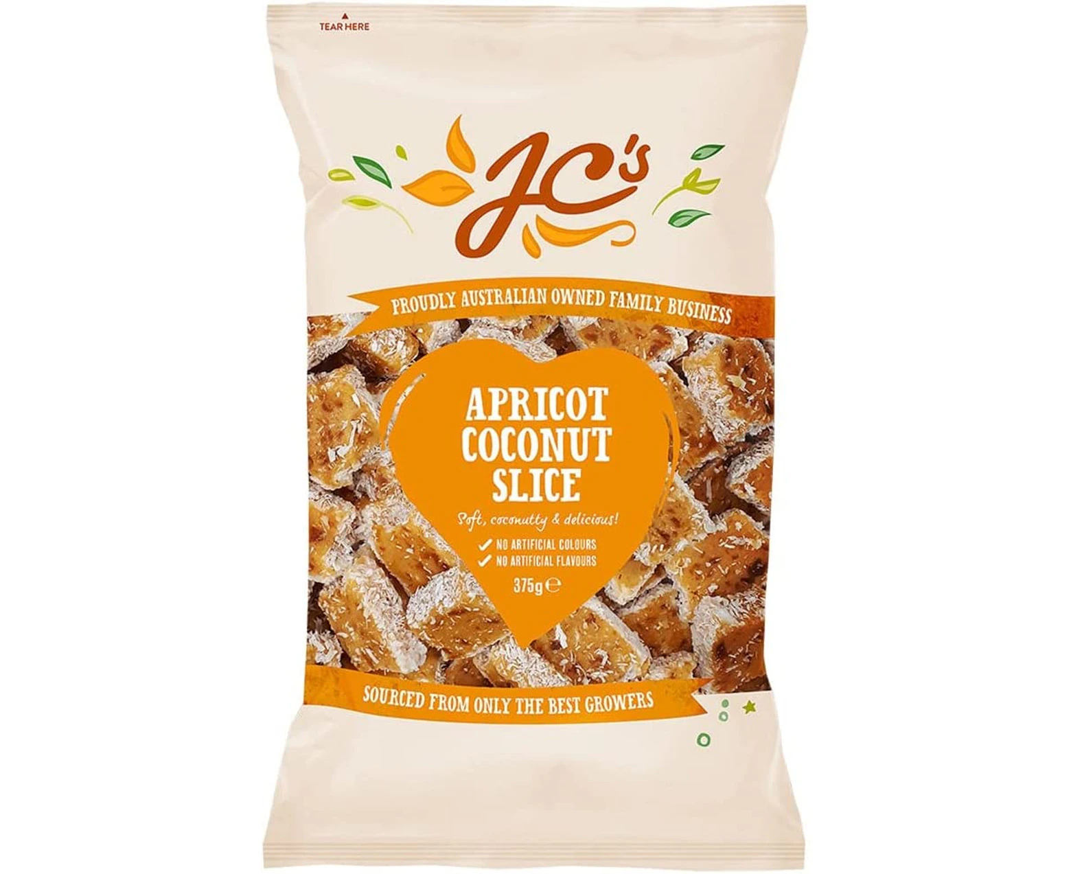 J.C.'S QUALITY FOODS Apricot Coconut Slice, 375 g