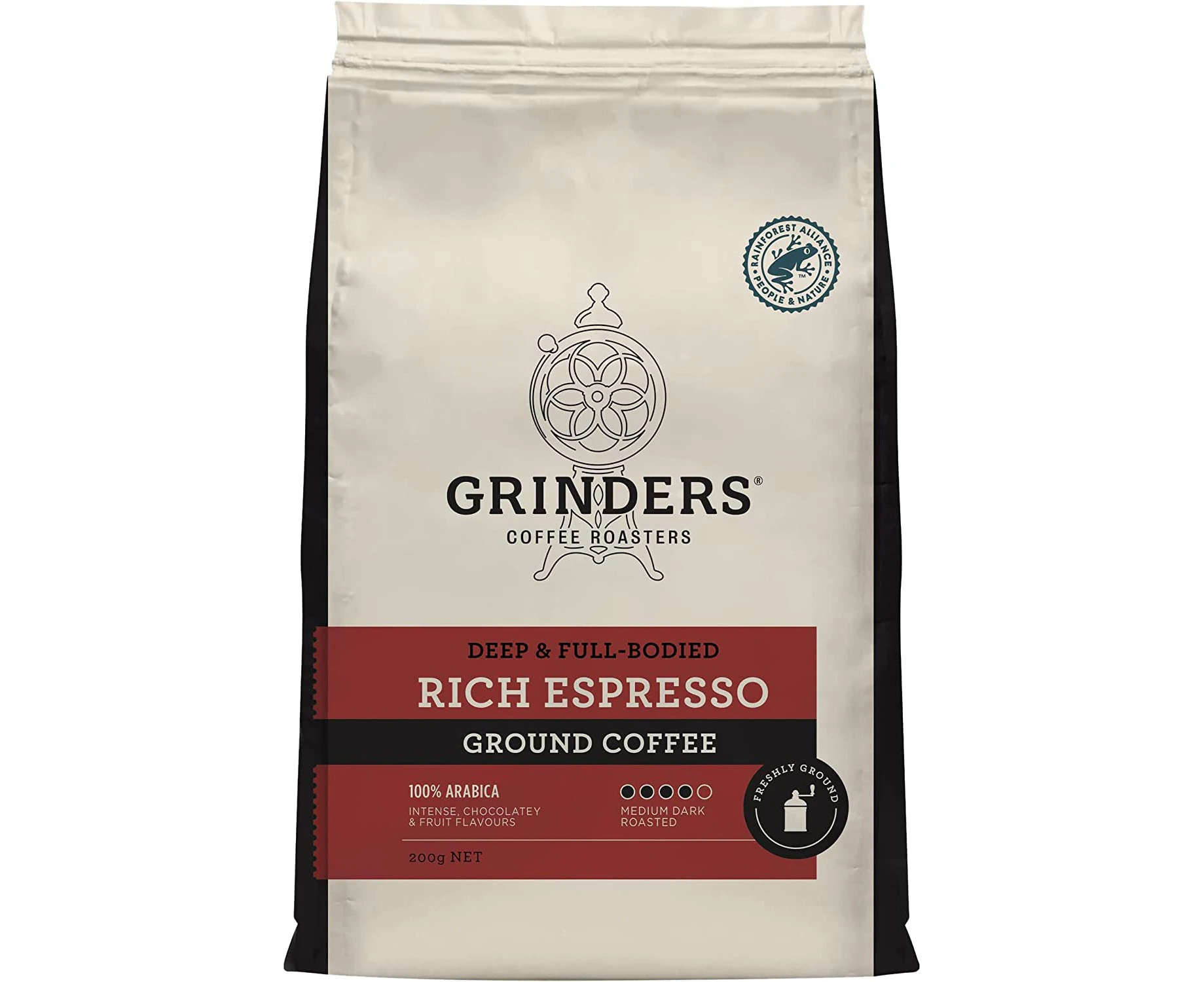 Grinders Rich Espresso Ground Coffee, 200g