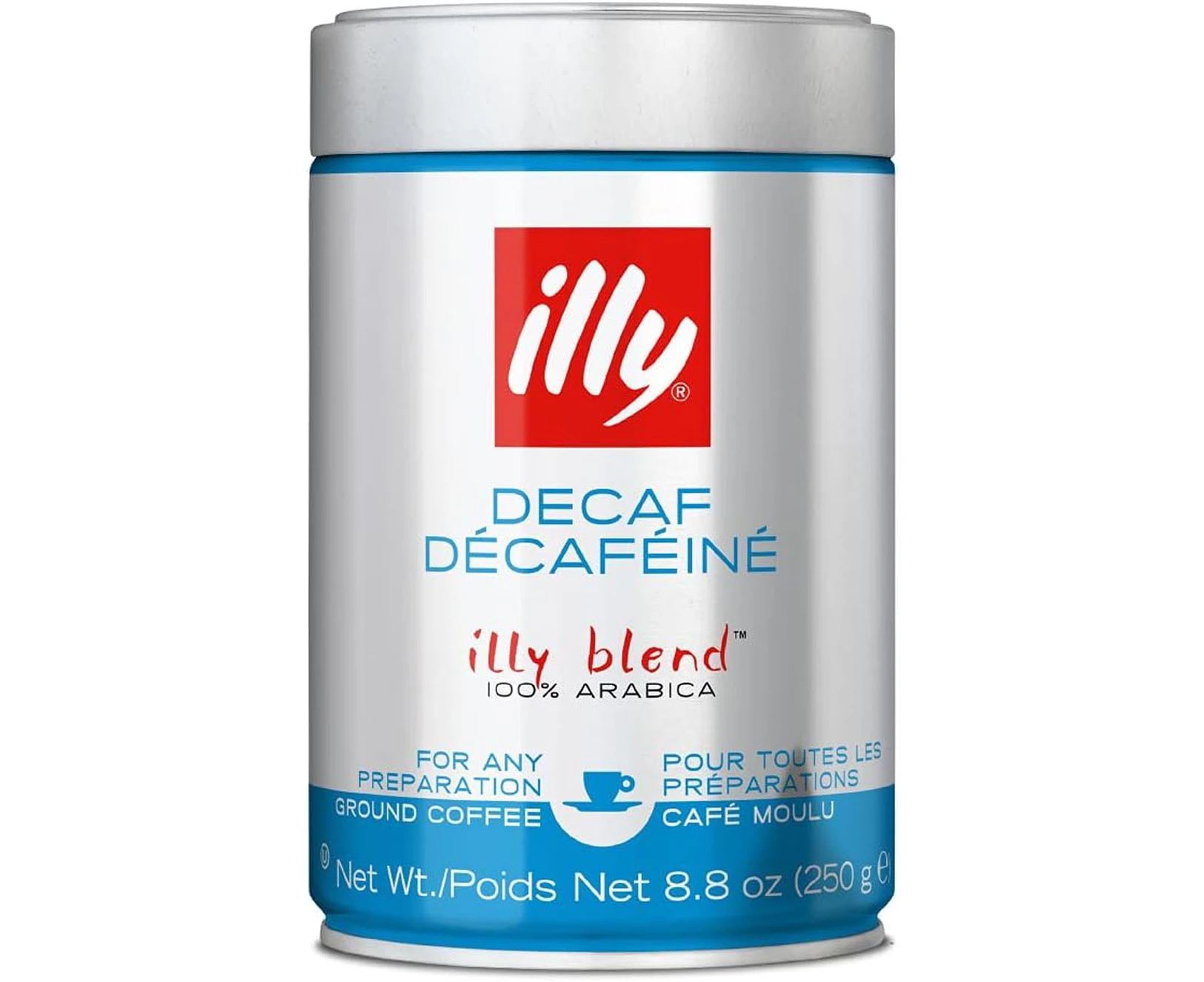 illy Decaffeinated Ground Coffee, 250 g - Smooth and Balanced Decaf Blend - 100% Arabica Beans - Expertly Ground for Espresso or Drip Coffee - Rich Flavor